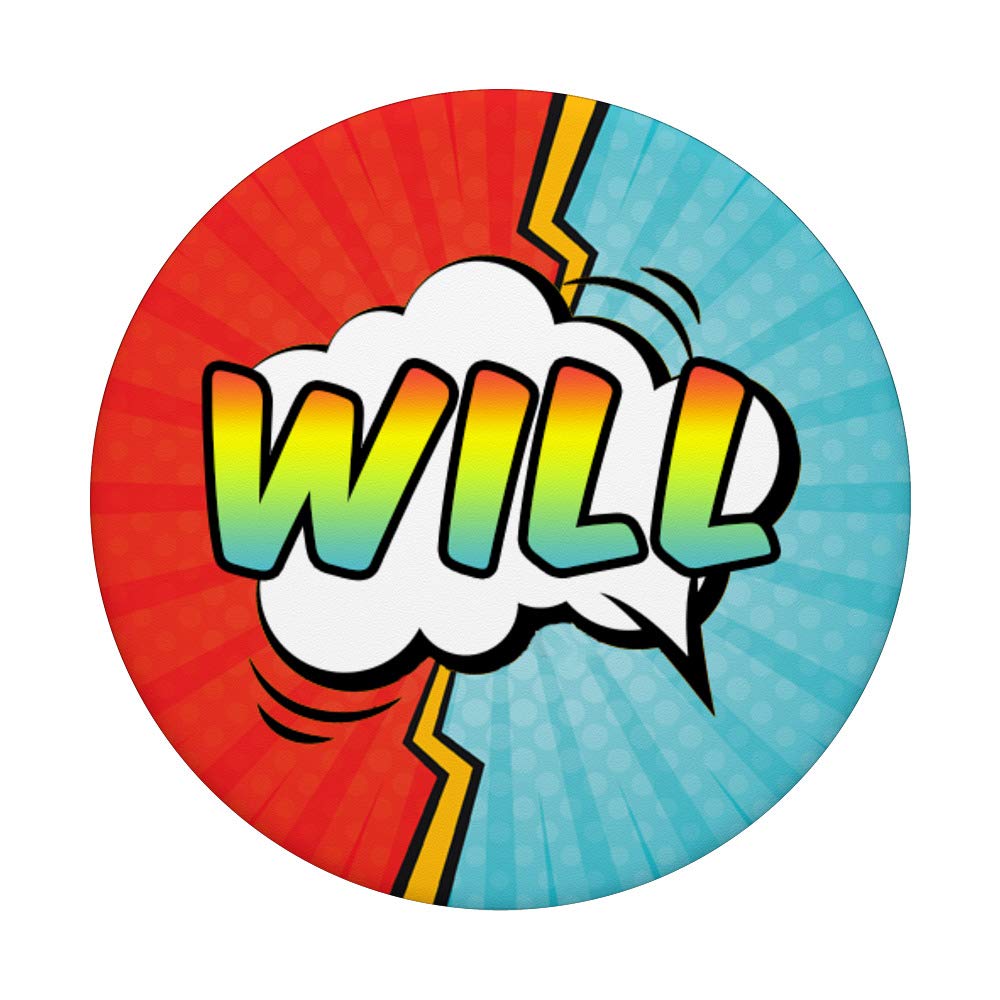 Will Name Pop Comic Book Art Superhero Men PopSockets PopGrip - Swappable Phone Grip for iPhone, Samsung & Tablets - Perfect for Gaming, Photography & Everyday Use