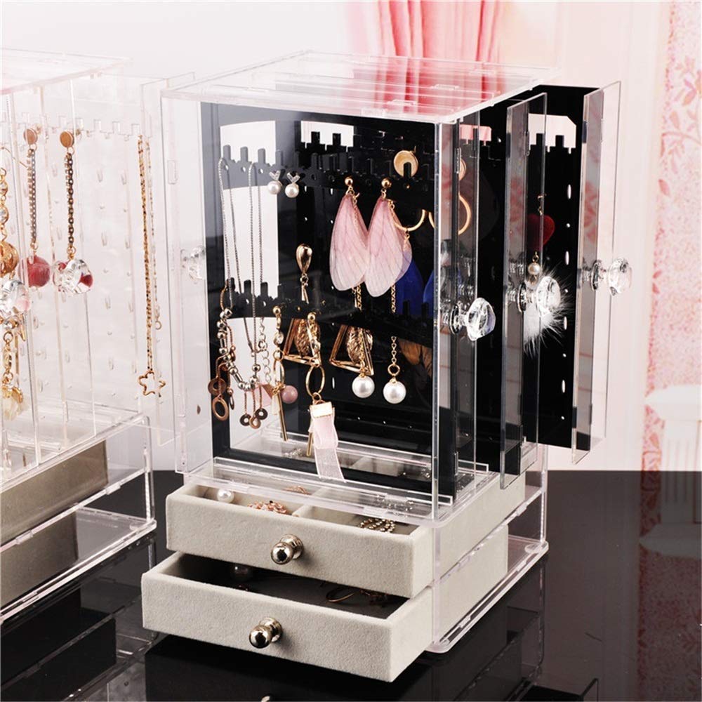 Premium Synthetic Leather Jewelry Box Organizer - Lockable Storage for Necklaces, Rings, Earrings & Watches | Perfect Gift for Women, Travel & Home Decor