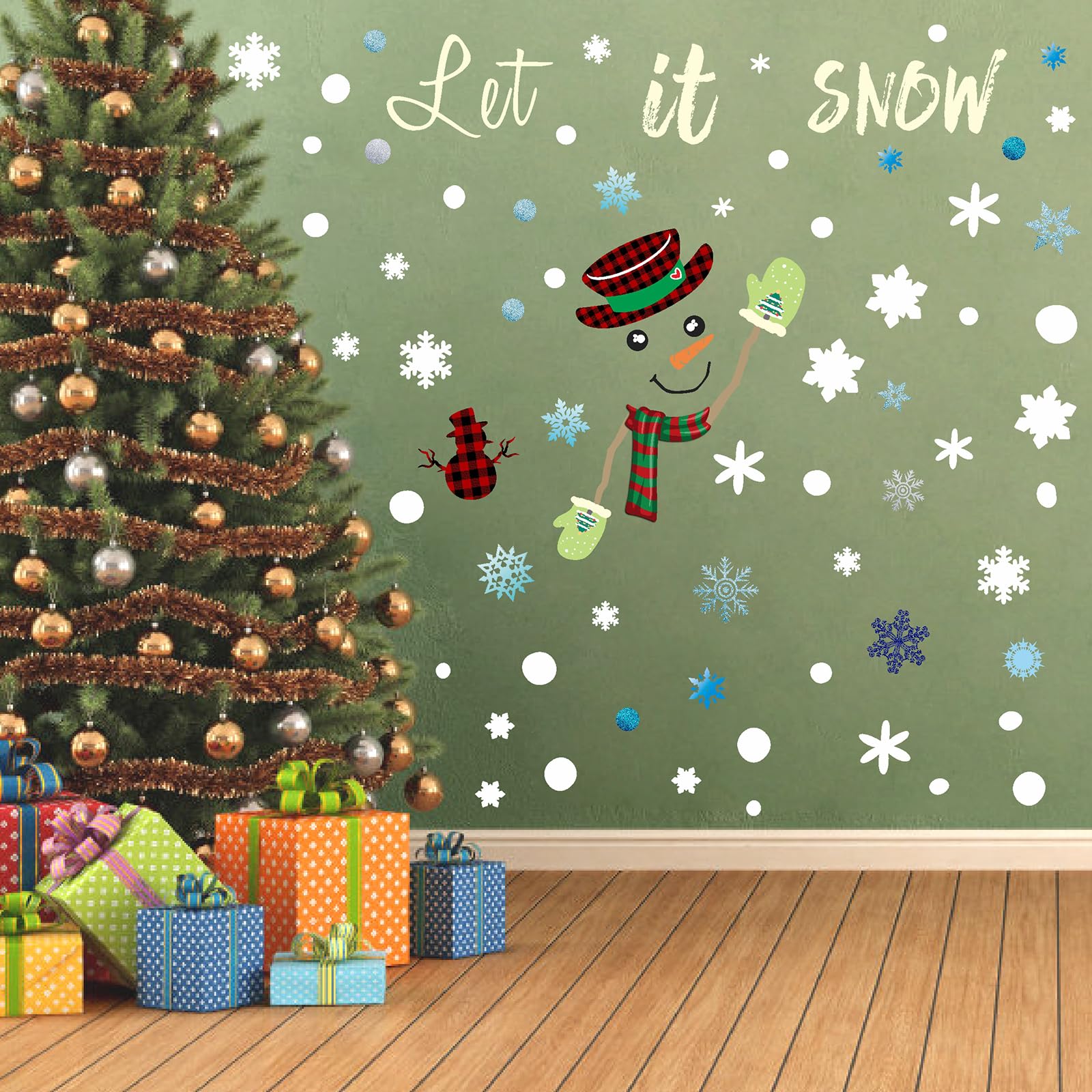 Snowman & Snowflake Christmas Wall Decals - Holiday Window & Door Stickers for Home Decor - Perfect for Living Room, Bedroom, Office & Glass Surfaces