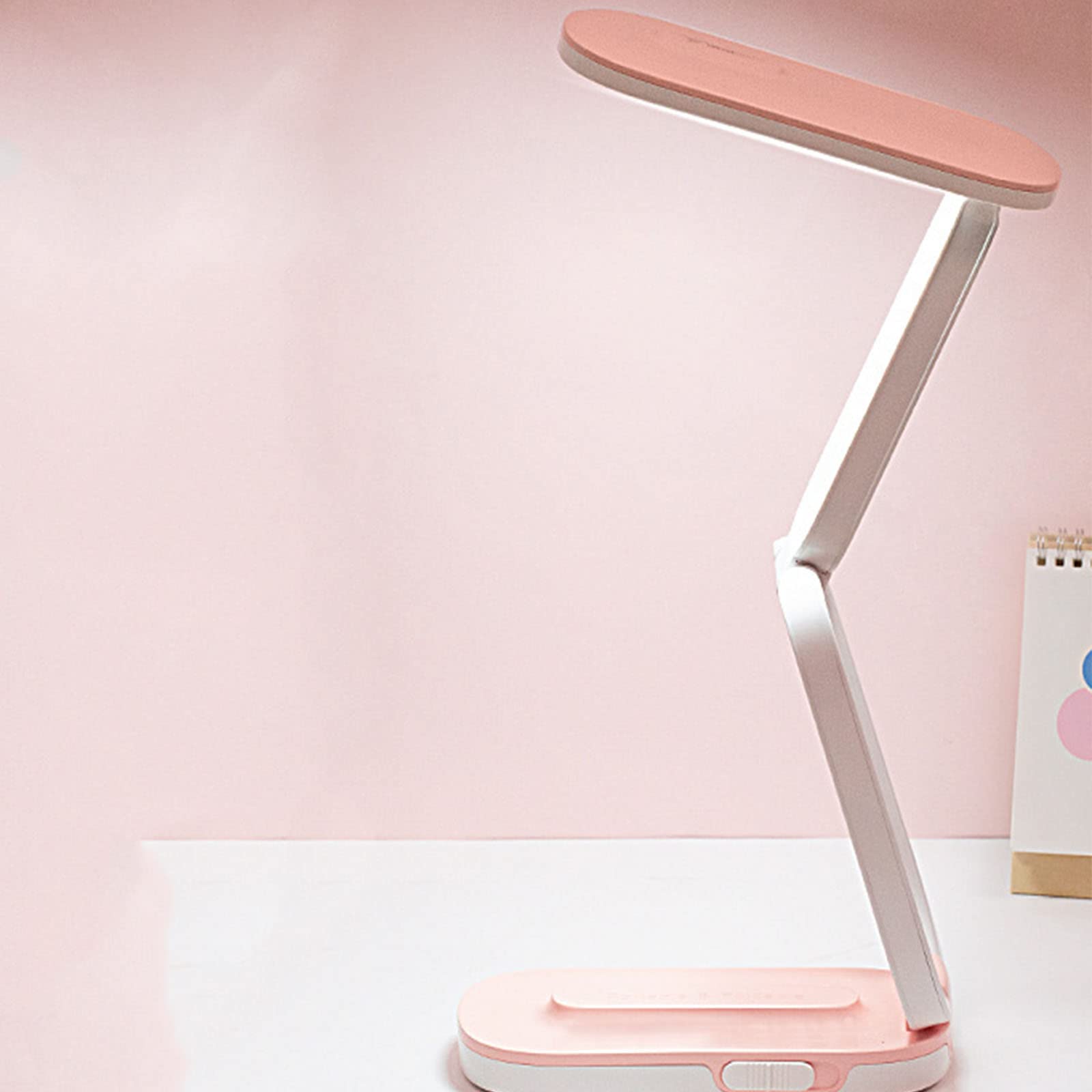LYJL LED Desk Lamp with USB Charging Port - Foldable Eye Protection Study Light for Students, Dorm Room & Office (Pink) - Perfect for Reading, Working & Nighttime Use