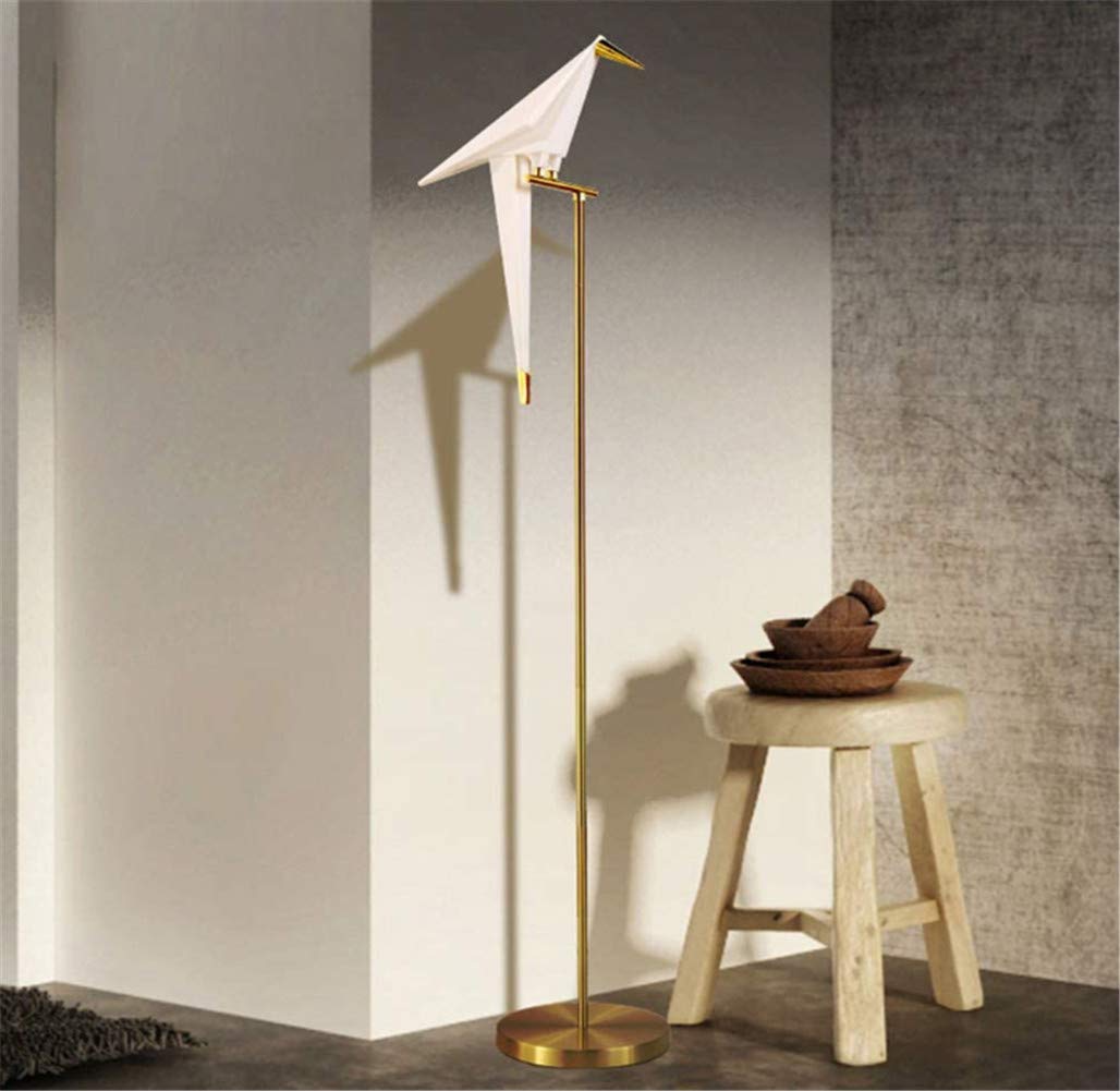 72 Inch Modern LED Paper Crane Bird Floor Lamp with PVC Lampshade & Metal Base - Elegant Lighting for Bedroom, Living Room, Dining Room, Study or Loft Decor (One Bird Design) - Perfect for Creating a Cozy Ambiance and Artistic Focal Point