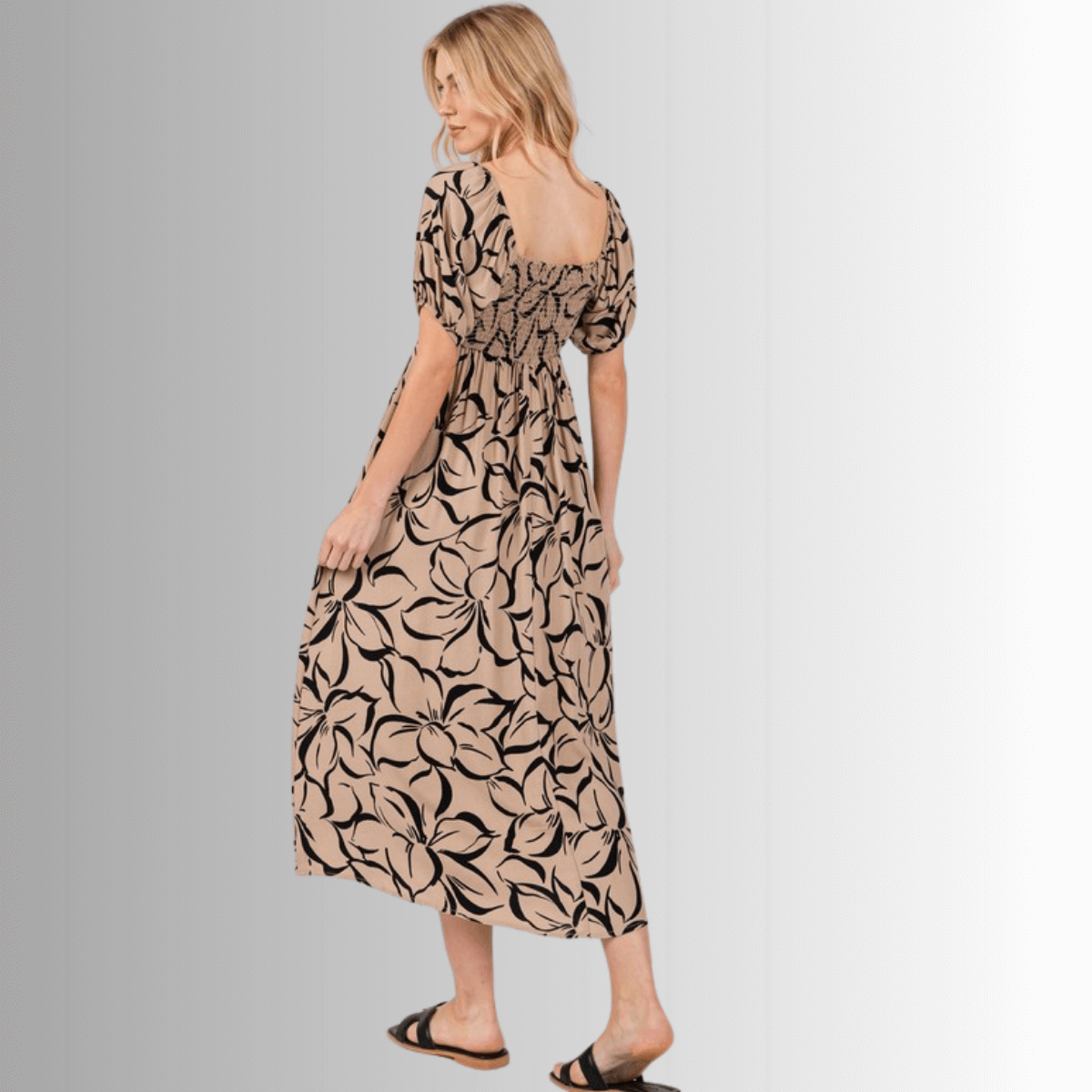Ruth Puff Sleeve Midi Dress for Women - Elegant Flowy Summer Dress with Ruffle Details | Perfect for Weddings, Parties & Date Nights