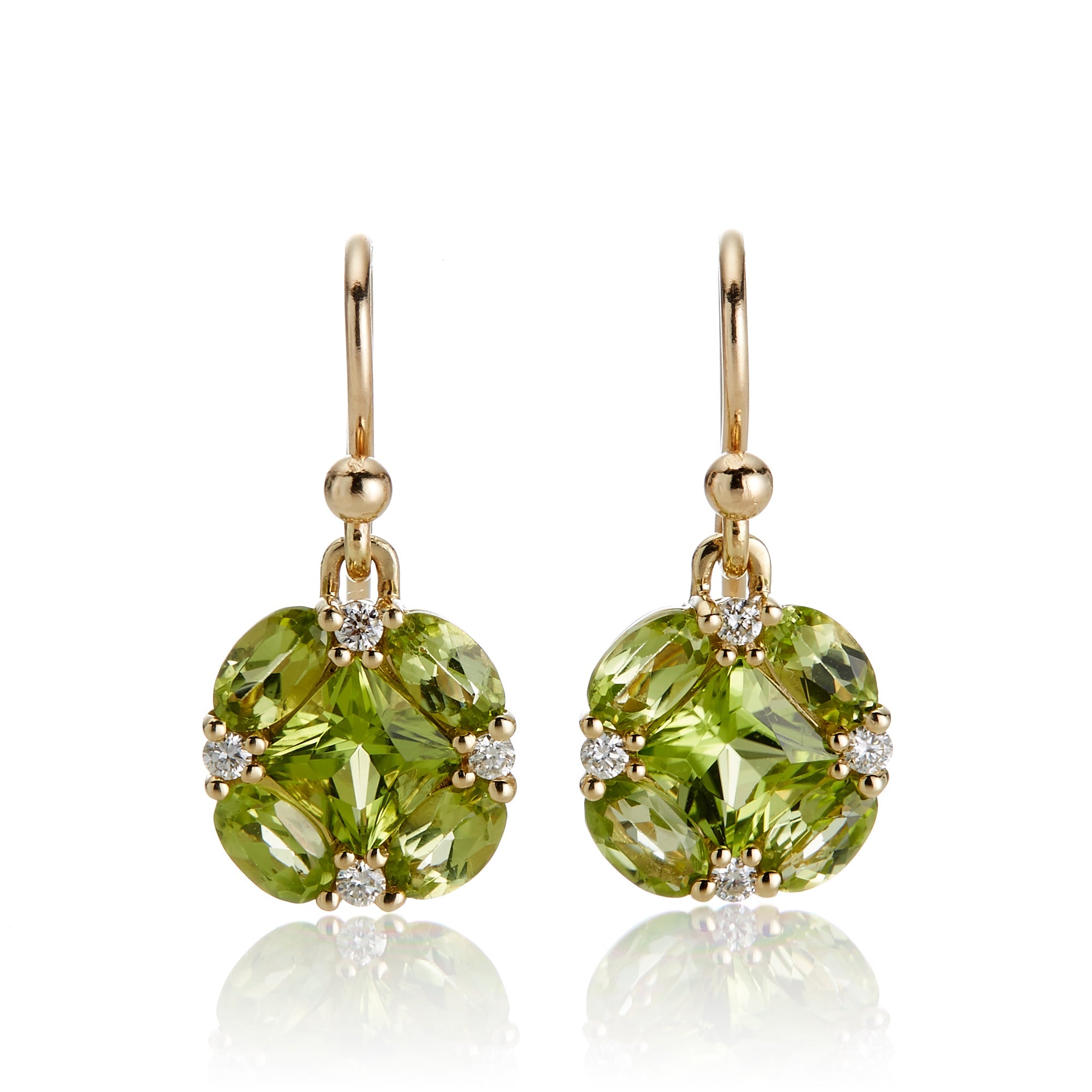 Peridot and Diamond Quadrille Drop Earrings for Women - Elegant Dangle Earrings for Parties, Weddings & Special Occasions