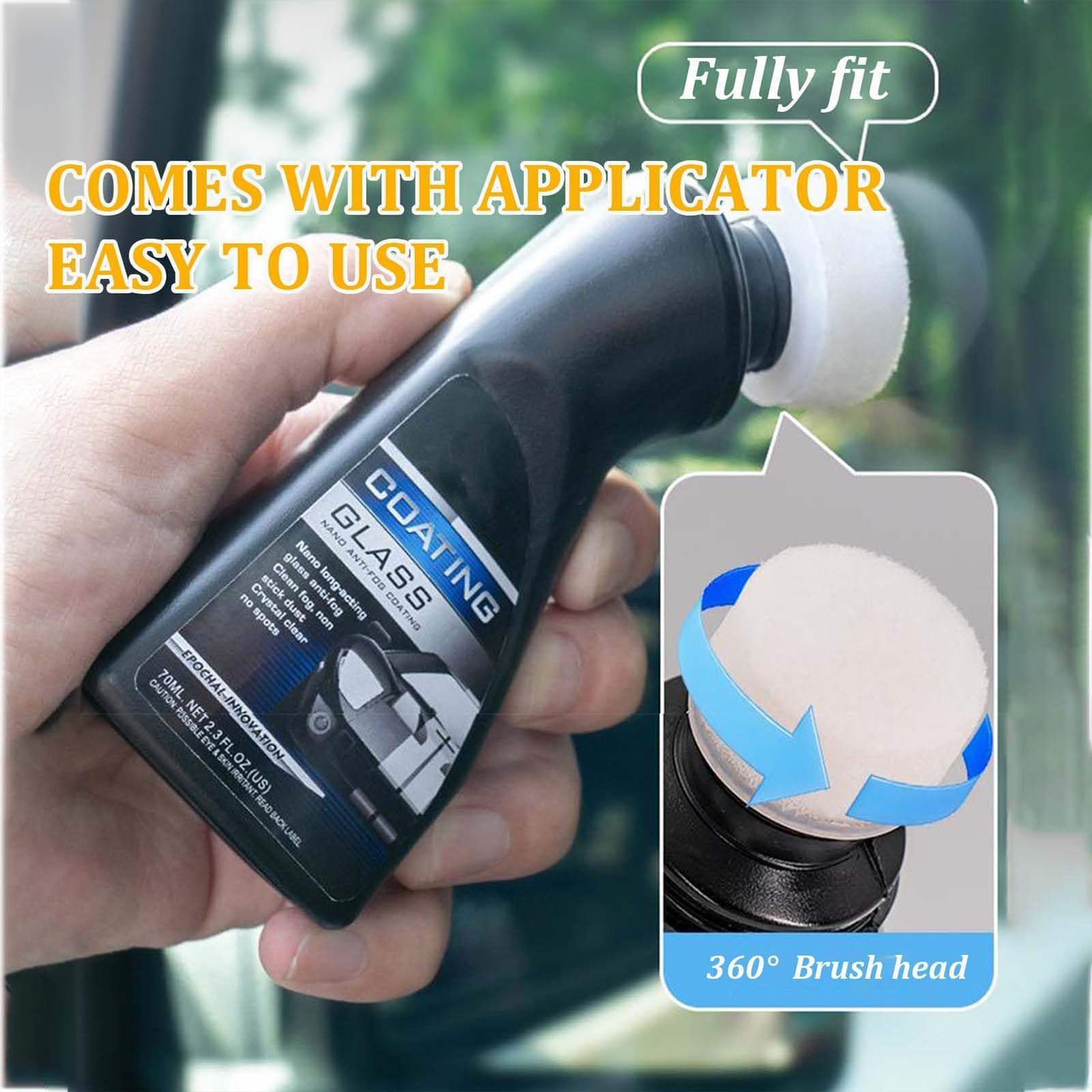 LongLuan Micro-Molecular Anti-Fog Coating for Car Windshield - 2Pcs with Applicator - Prevents Fog on Windows, Mirrors & Glasses - Perfect for Winter Driving, Bathroom Mirrors & Swimming Goggles