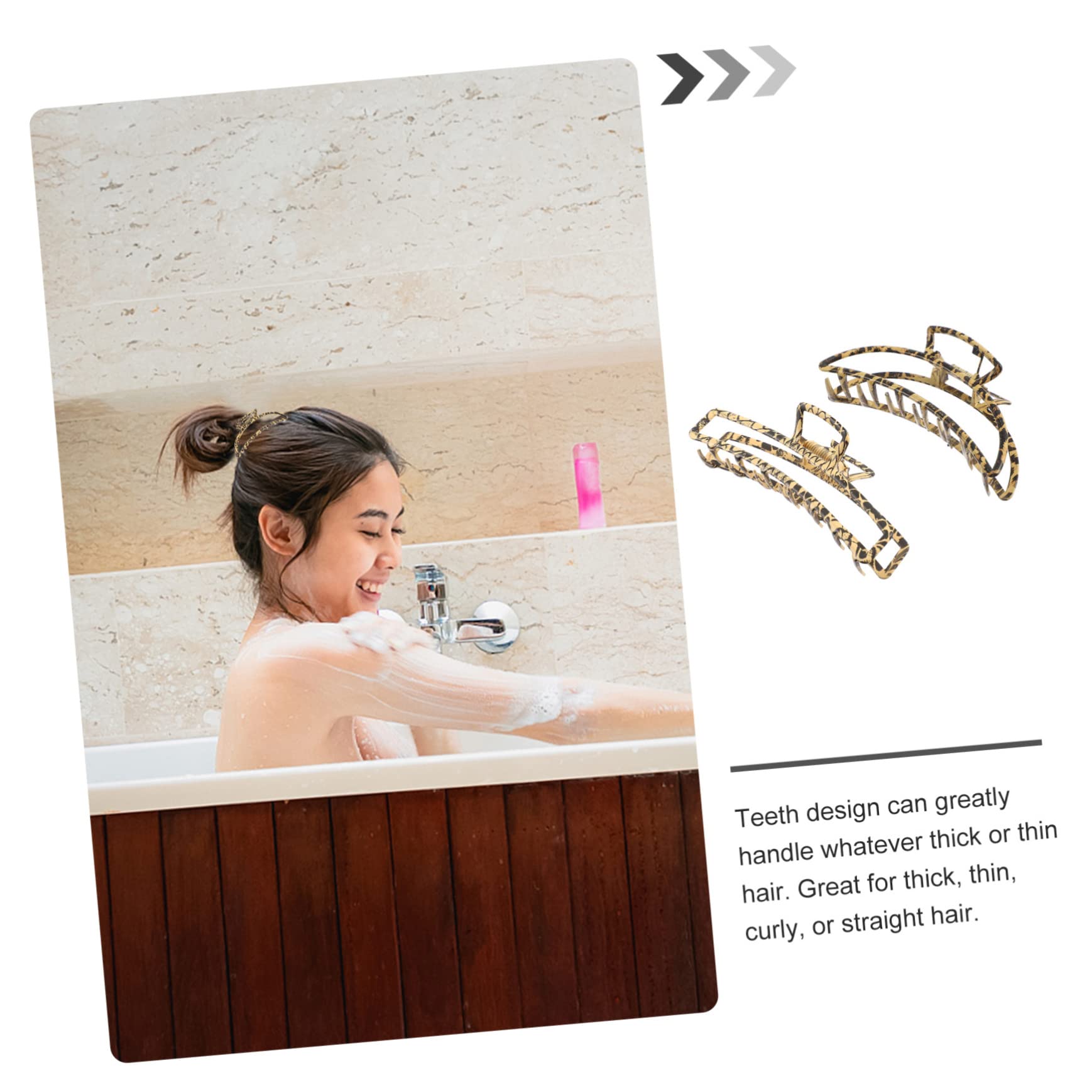 GALPADA 2 Pack Leopard Print Hair Claw Clips for Women - Durable Non-Slip Hair Clips for Ponytails, Half-Up Styles & Sectioning - Fade-Resistant Hair Accessories for Daily Use, Work & Special Occasions