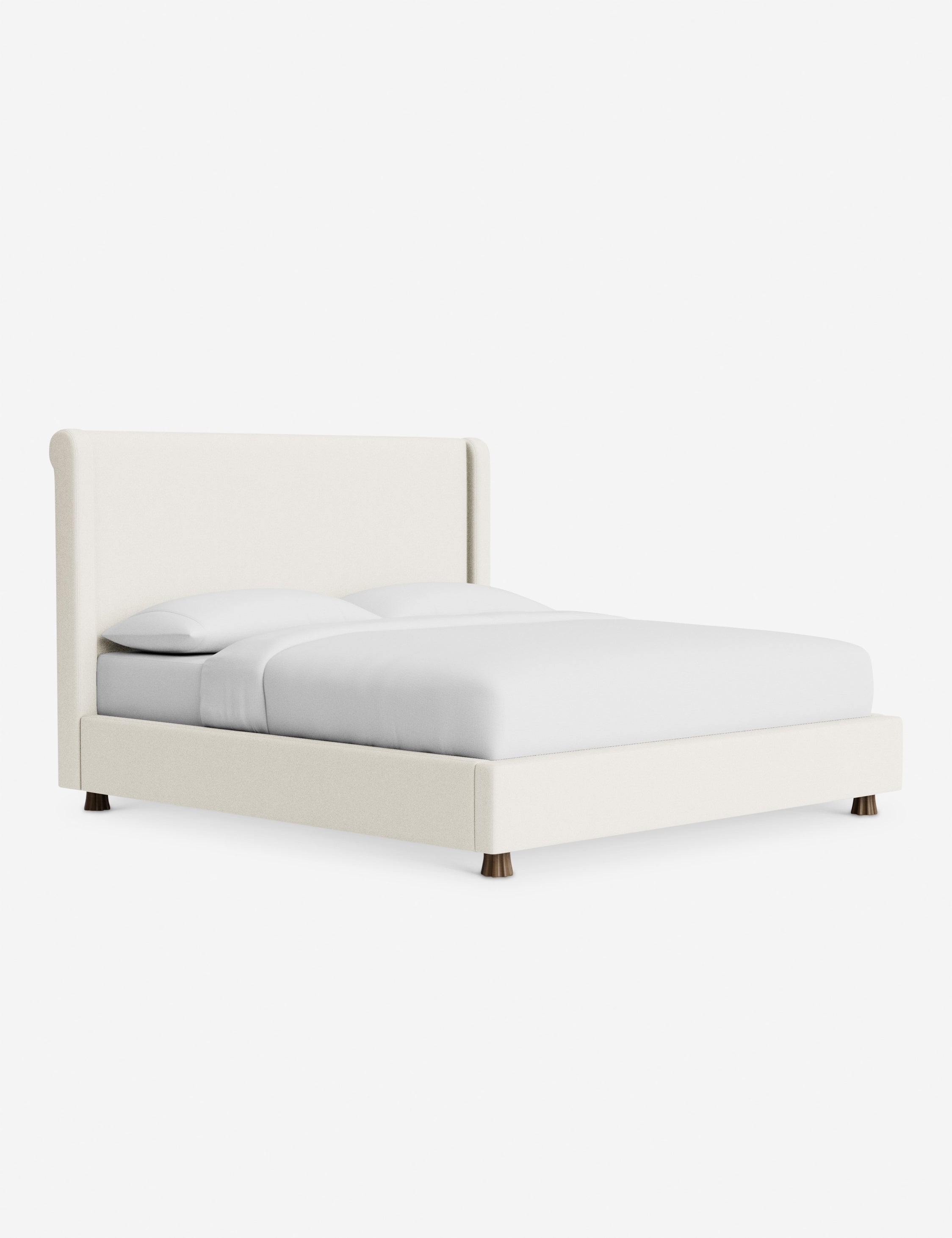 DOMINIQUE Platform Bed Frame by DISC Interiors - Modern Minimalist Wooden Bed with Upholstered Headboard | Perfect for Master Bedroom, Guest Room & Loft Apartments