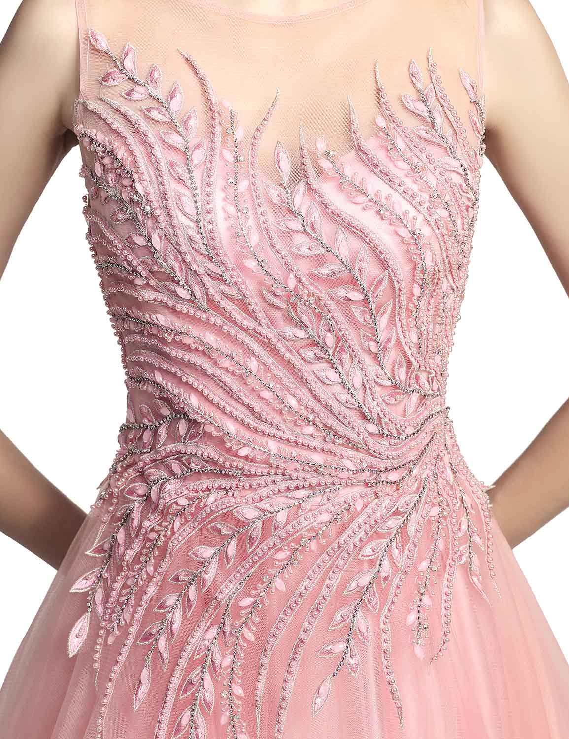 Sarahbridal Women's Elegant Beaded Long Prom Evening Dresses 2022 - Pearl Embellished Wedding Party Ball Gowns for Homecoming, Quinceañera & Formal Events