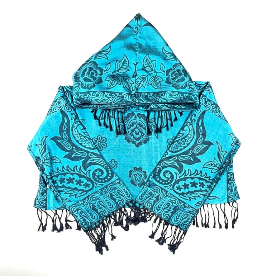 PASH LS Crop Top - Floral Print Turquoise & Black Women's Fashion Tops for Casual Wear, Street Style, and Layering