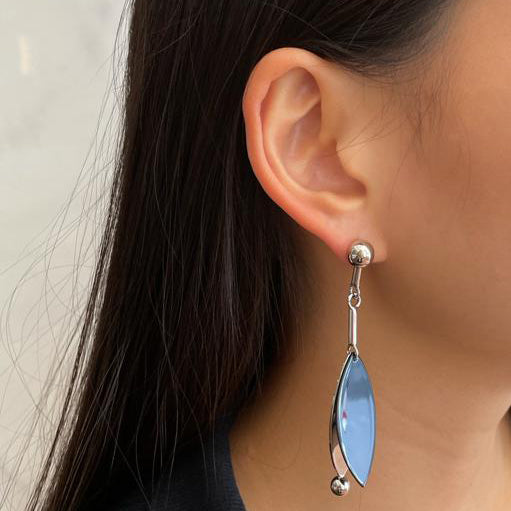 PS Small Leaf Earrings for Women - Sterling Silver & Black Minimalist Stud Earrings - Perfect for Everyday Wear, Office, Date Night & Gifting