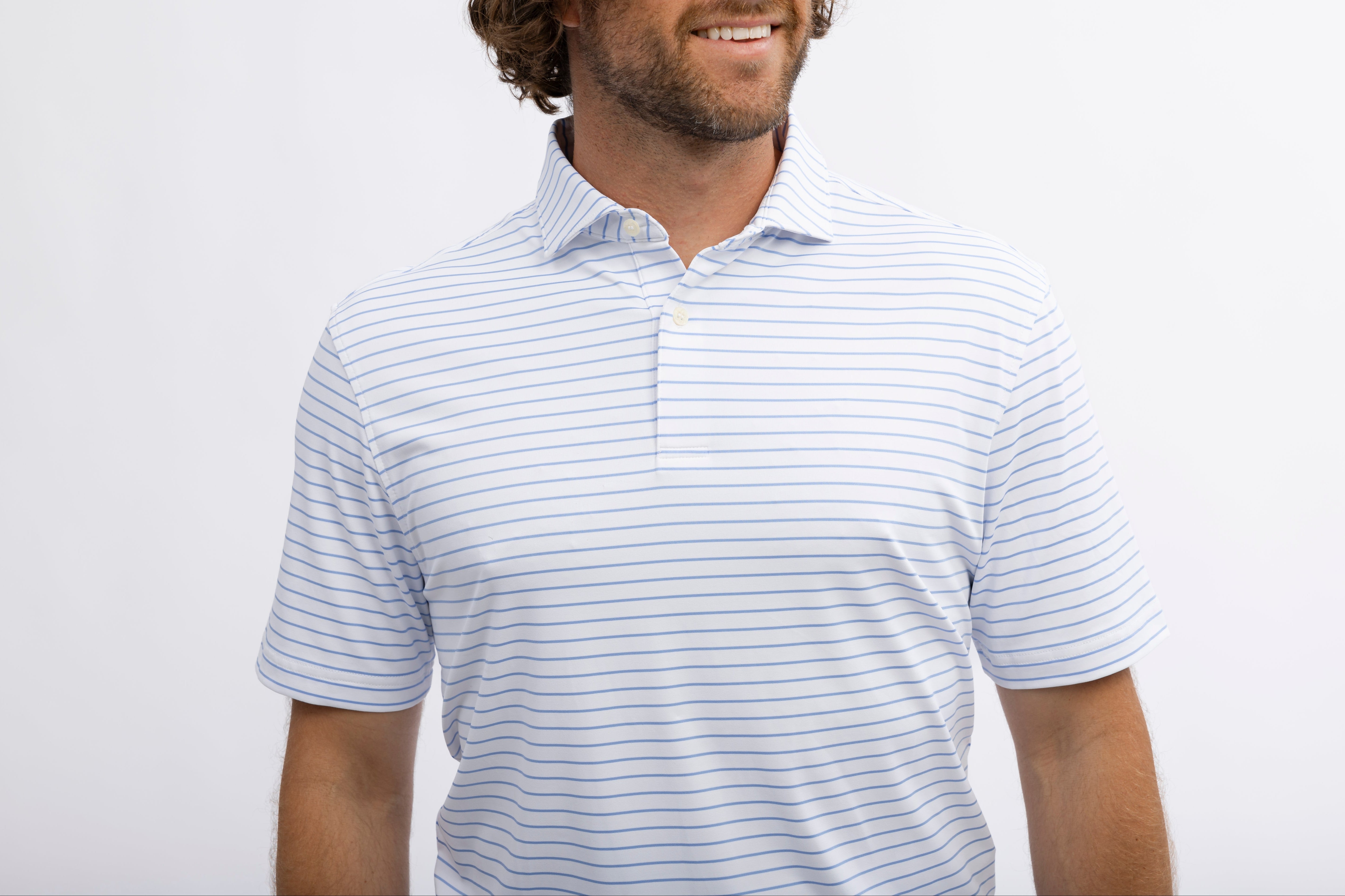 Men's Broad Stripe Polo Shirt - Classic Cotton Knit Casual Top for Golf, Work & Everyday Wear