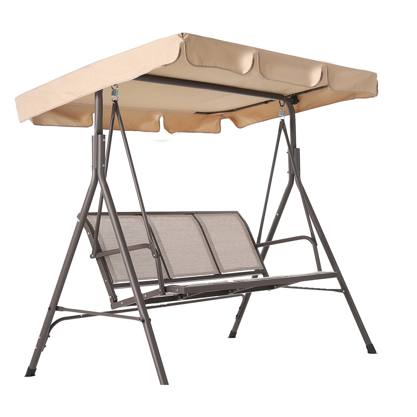 Outdoor Patio Swing Chair with Canopy - 3-Seater Adjustable Hanging Swing with Removable Cushions & Textilene Fabric, Weather-Resistant Powder-Coated Steel Frame for Garden, Backyard, Poolside, Balcony or Porch - Perfect for Relaxing, Lounging & Outdoor Entertaining