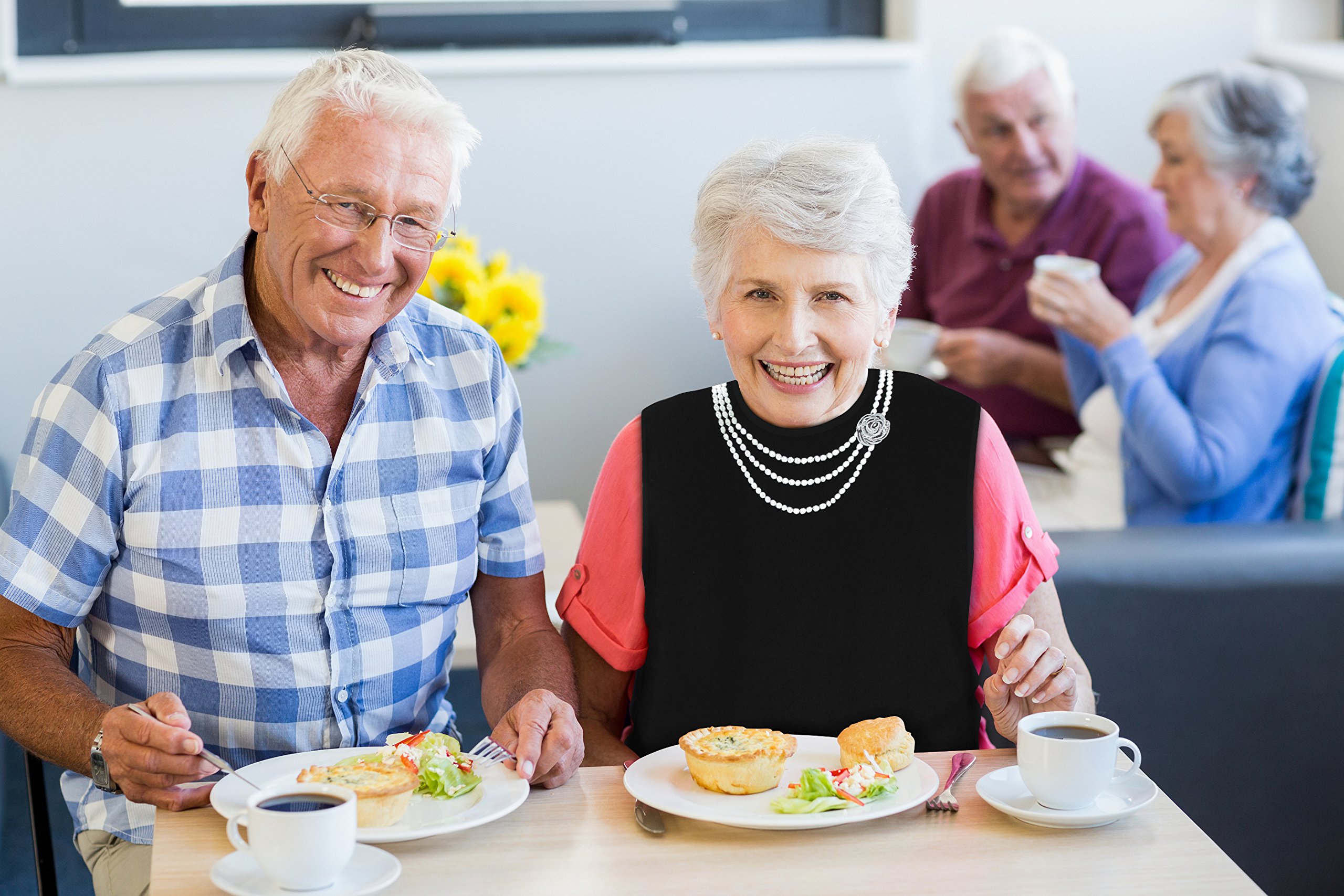 **Women's Reusable Terry Cloth Adult Bibs – Waterproof, Washable & Embroidered Design – Perfect for Dining, Elderly Care & Mess-Free Meals (Pearl + Pearl 2-Pack)**    Ideal for seniors, individuals with disabilities, or stylish mealtime protection at home or in care facilities.