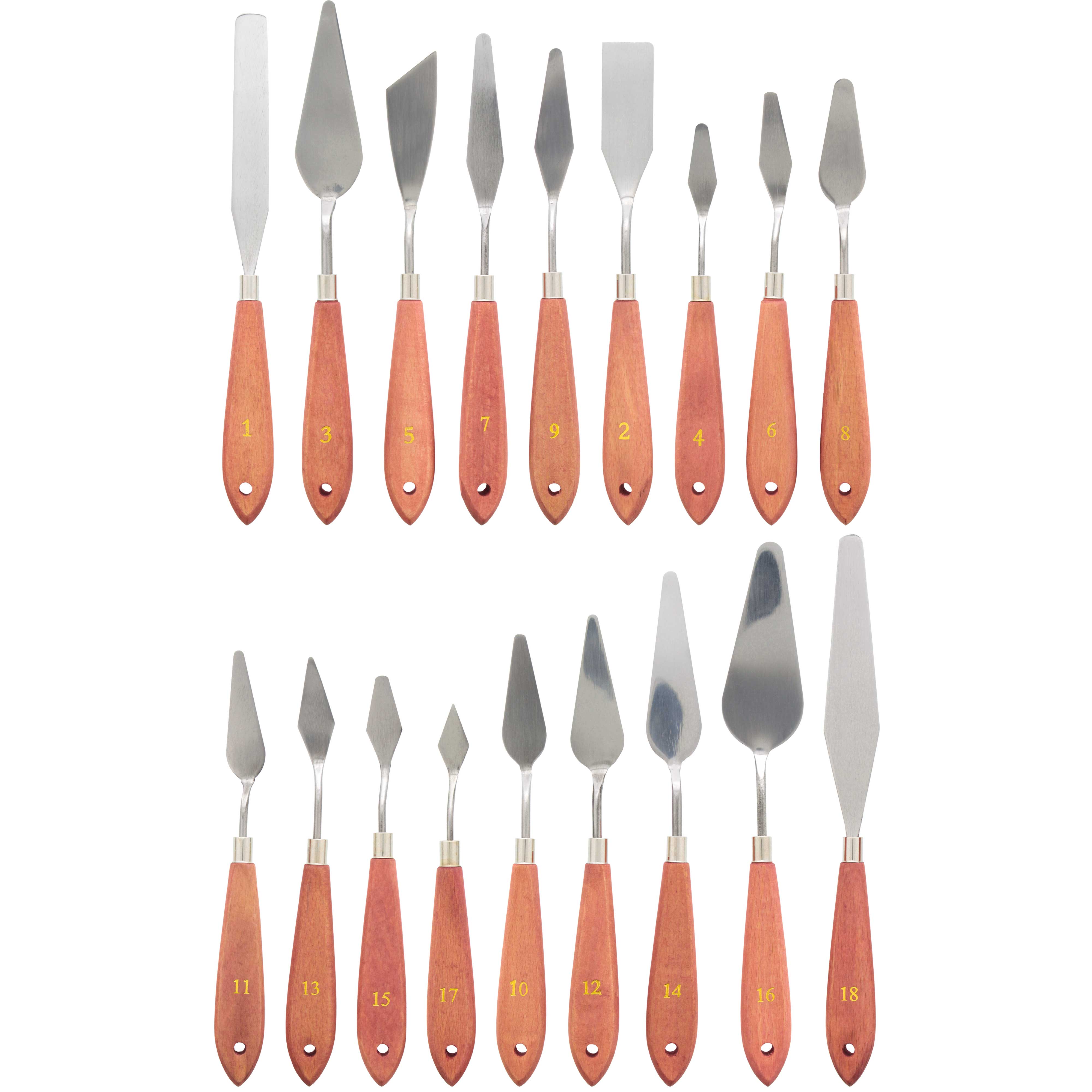 U.S. Art Supply 18-Piece Stainless Steel Palette Knife Set - Professional Spatula Painting Knives for Mixing, Spreading & Applying Oil & Acrylic Paint - Perfect for Canvas Art & Cake Decorating