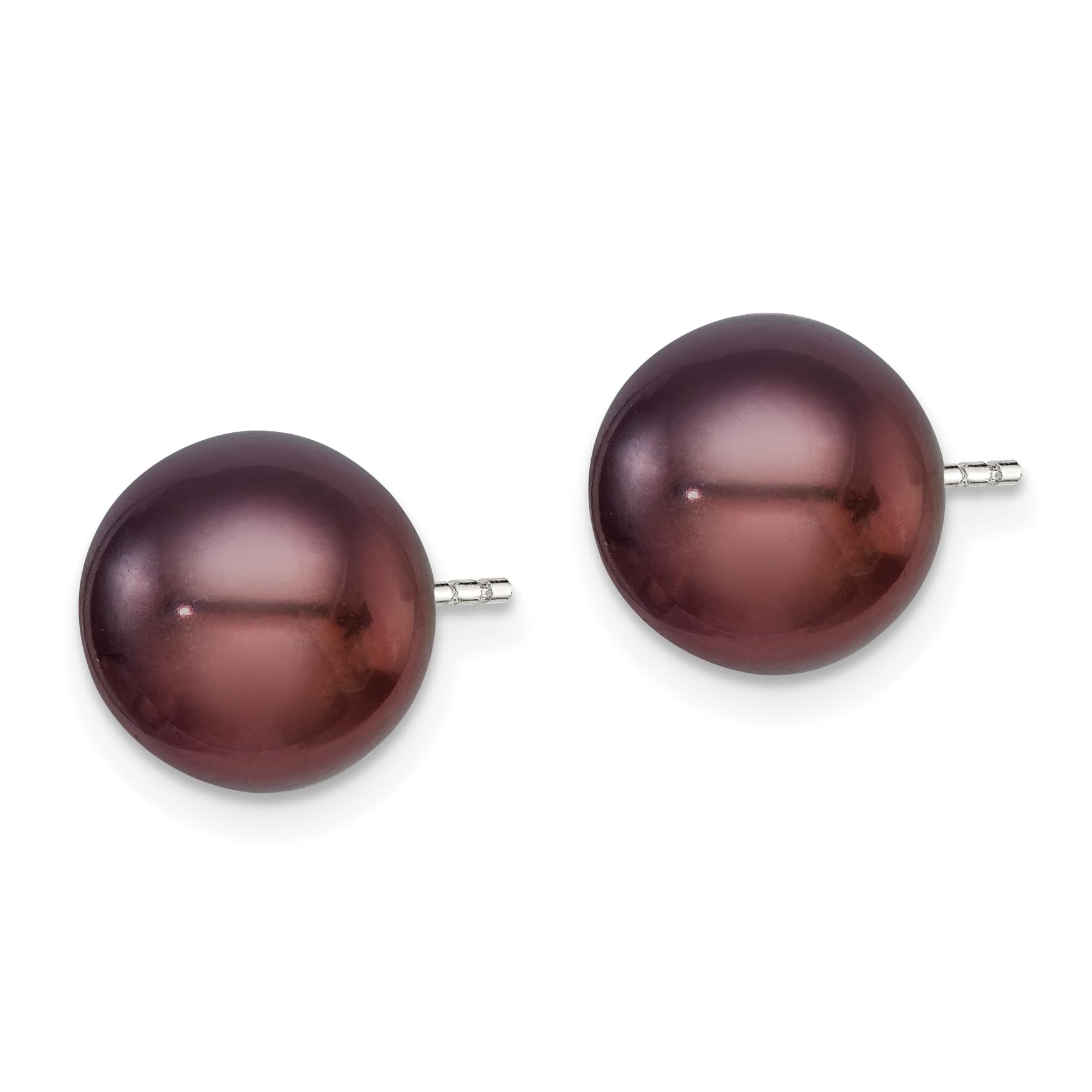 925 Sterling Silver 9mm Black Freshwater Cultured Pearl Stud Earrings for Women - Elegant Button Pearl Jewelry for Daily Wear, Parties & Special Occasions