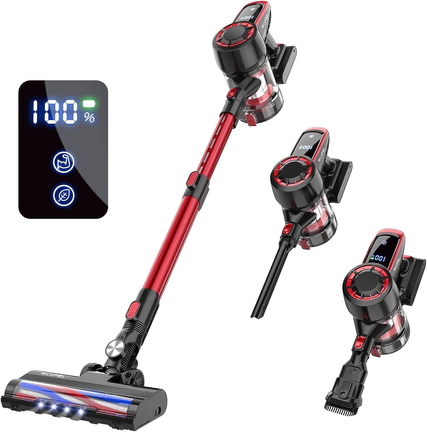 WLUPEL Hero 8 Cordless Stick Vacuum Cleaner - 30KPA Powerful Suction, 400W Lightweight Handheld Vacuum with LED Display - Ideal for Hardwood Floors, Carpets, Pet Hair & Car Cleaning - Perfect for Home, Office & Auto Detailing