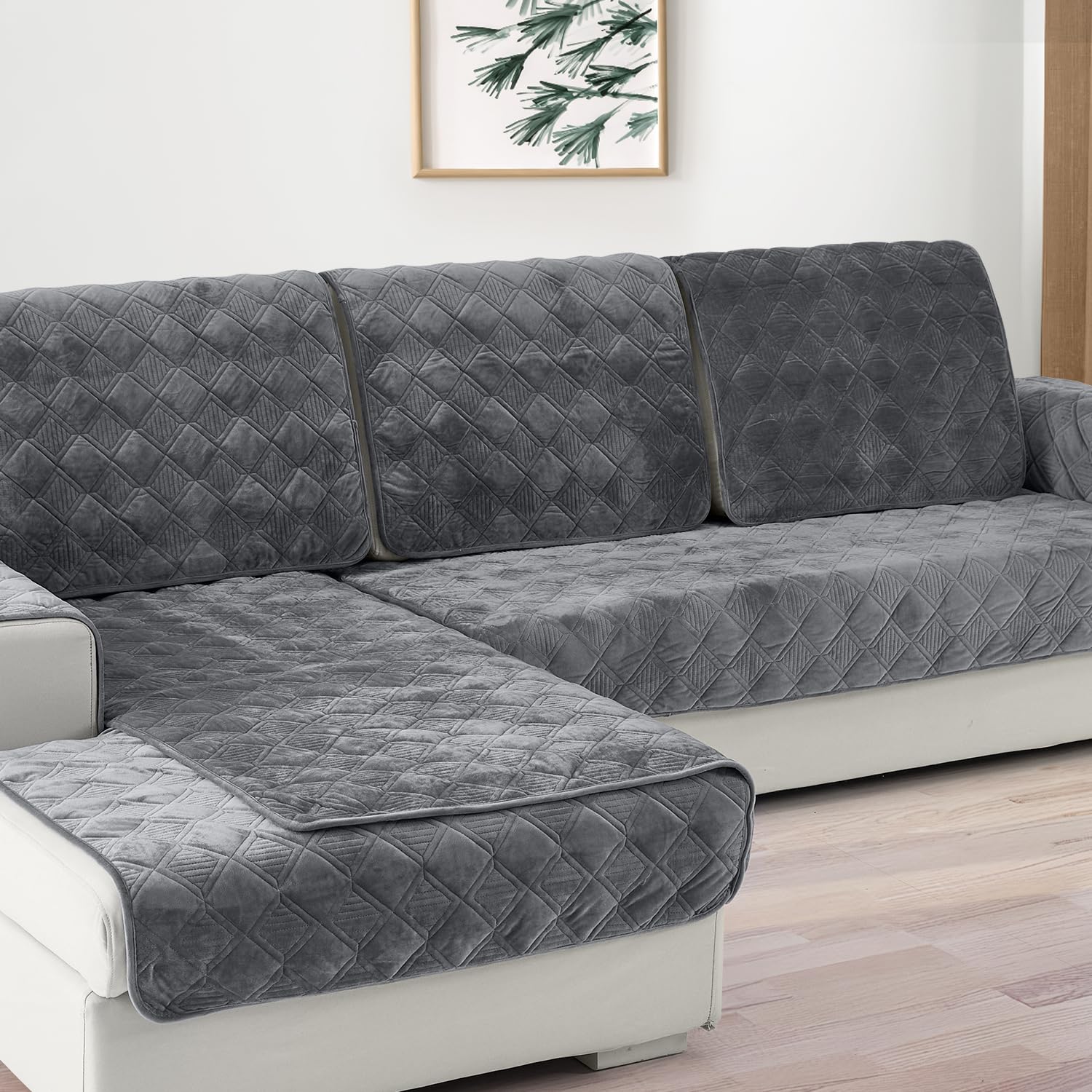 Deep Dream Sofa Cover - 36 x 70 Inch Dark Grey Sectional Couch Cover for 3 Cushion Couches, Anti-Slip Recliner & Loveseat Protector - Pet & Kid Friendly L-Shaped Sofa Cover (1 Piece) - Perfect for Living Room, Family Room & Home Theater Seating Protection
