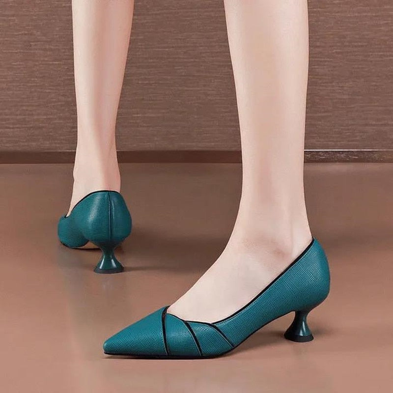 Women's Fashion PU Leather High Heel Shoes - Stylish Pointed Toe Pumps for Office, Party & Evening Wear
