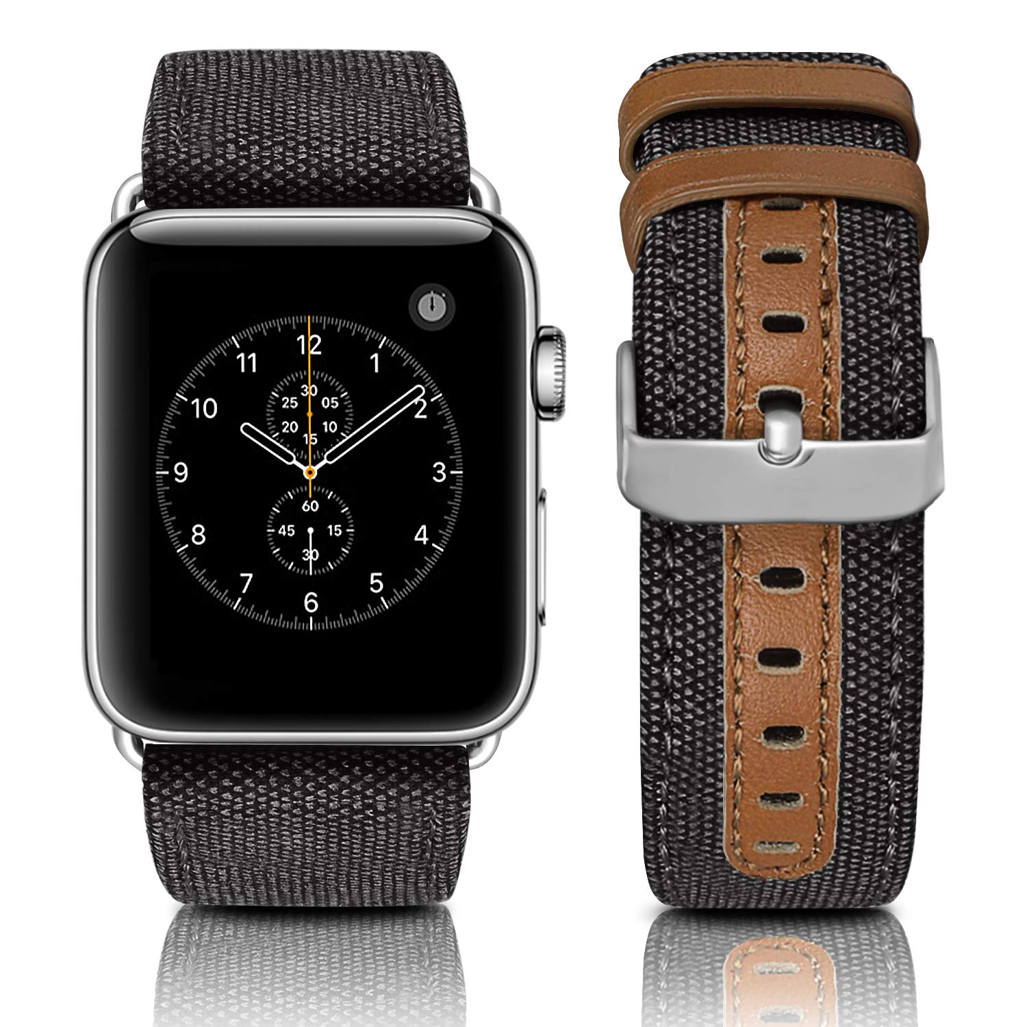 Jobese Canvas Fabric Replacement Band Compatible with Apple Watch SE Series 7/6/5/4/3/2/1 - 38mm 40mm 41mm 42mm 44mm 45mm Sizes for Men & Women | Perfect for Workouts, Daily Wear & Fashion Accessories