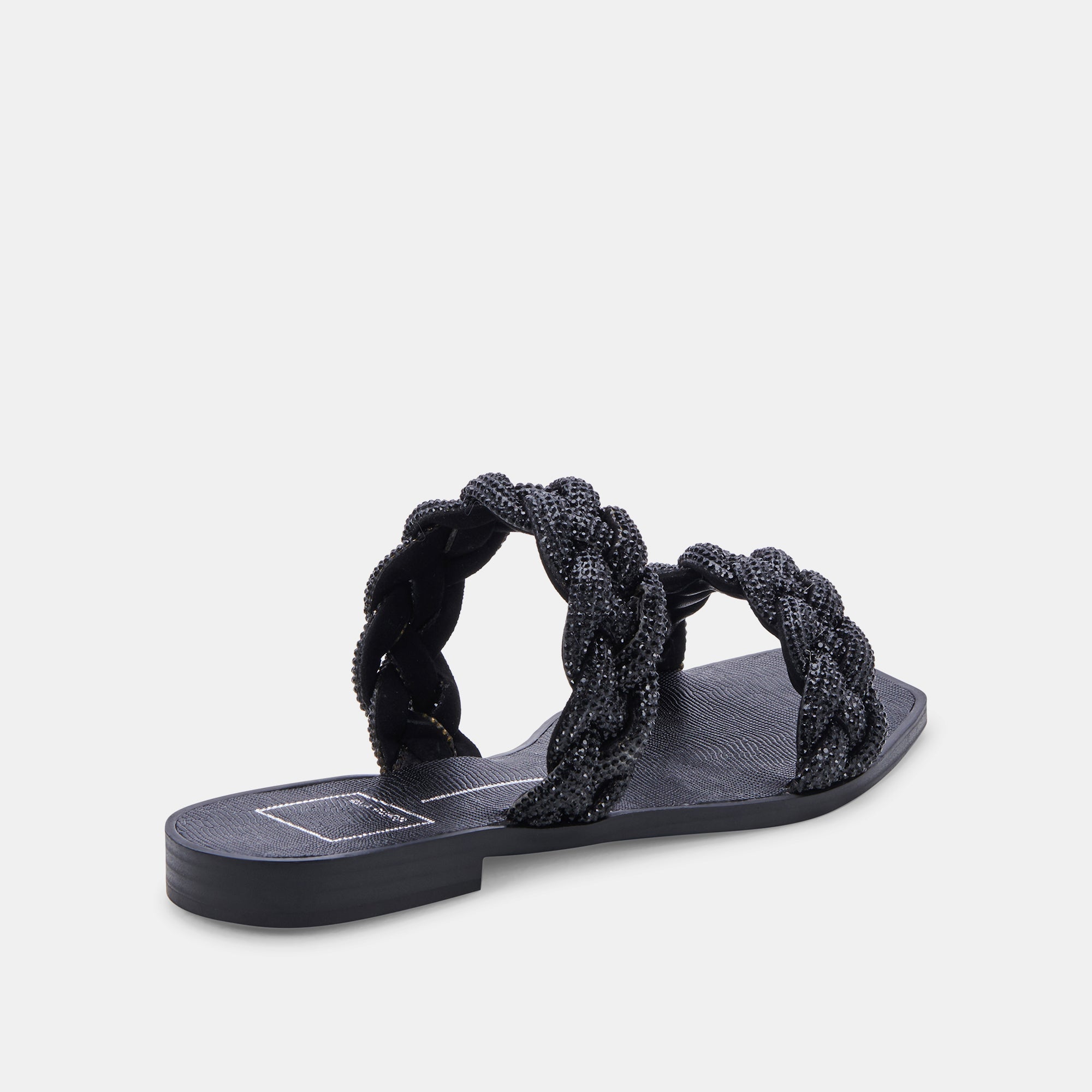 Re:vita INDY Rhinestone Sandals - Black Crystal Embellished Women's Summer Sandals for Beach, Party & Wedding