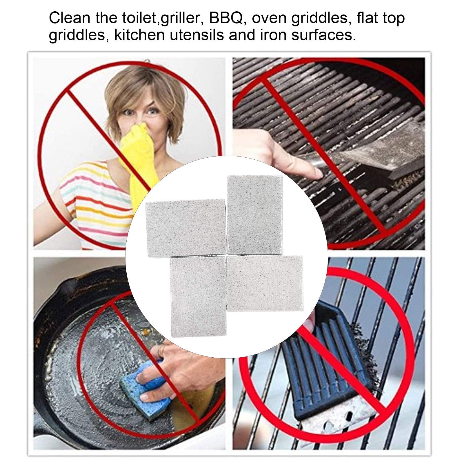 Cyrank 4-Piece Pumice Stone Grill Cleaner Set - Reusable BBQ Grill Brick Scraper for Charcoal, Gas & Electric Grills - Perfect for Outdoor Cooking & Backyard Barbecues