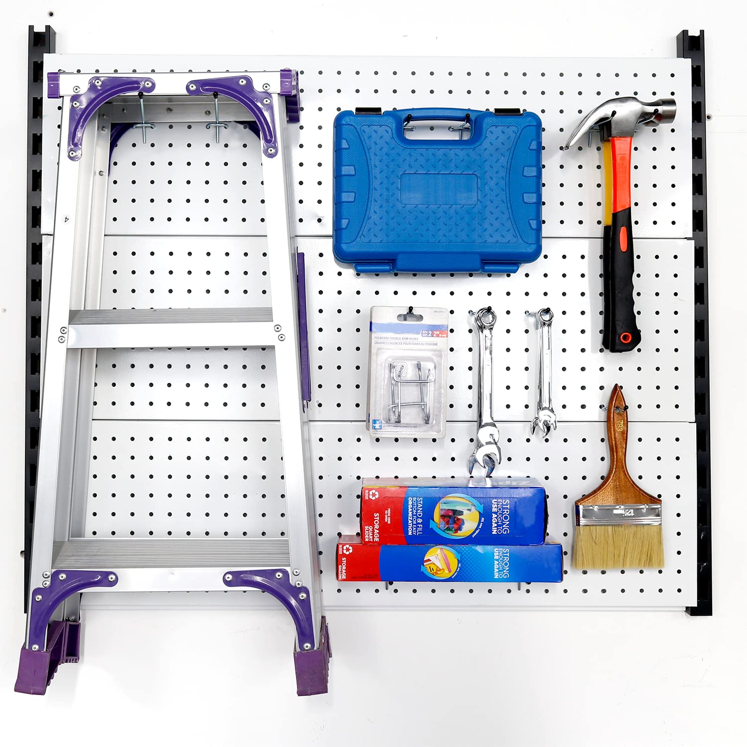 50PC POETISKE Pegboard Hooks - 8 Inch Long Rubber-Tipped Shelving Hooks for 1/8” & 1/4” Peg Boards - Perfect for Garage, Workshop & Retail Organization