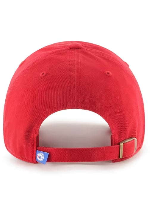 47 Brand Philadelphia 76ers Clean Up Adjustable Snapback Hat - Red - Official NBA Licensed Cap for Men & Women - Perfect for Basketball Games, Streetwear & Casual Outfits