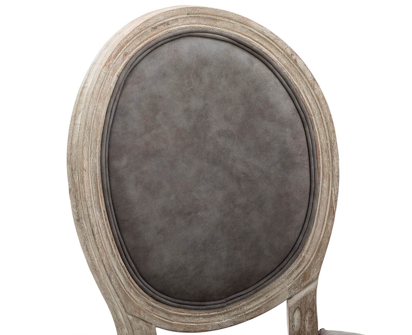 Kmax 4-Piece Grey PU Leather Dining Chairs Set - French Farmhouse Style Round Back Chairs for Kitchen, Living Room & Dining Room | Perfect for Home Decor, Entertaining Guests & Comfortable Seating