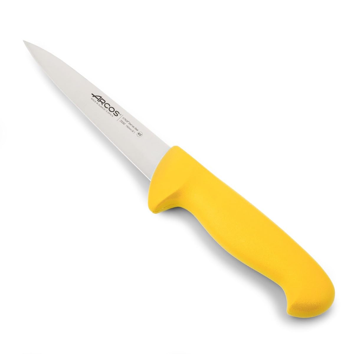 Arcos 2900 Series 6 Inch Professional Butcher Knife - 150mm Stainless Steel Blade for Meat, Fish & Vegetables - Ergonomic POM Handle, 250mm Overall Length, Yellow - Perfect for Home Chefs & Professional Kitchens