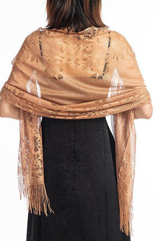 Elegant Lace Shawl with Tassels - CJ0101 - Perfect for Weddings, Parties & Evening Events