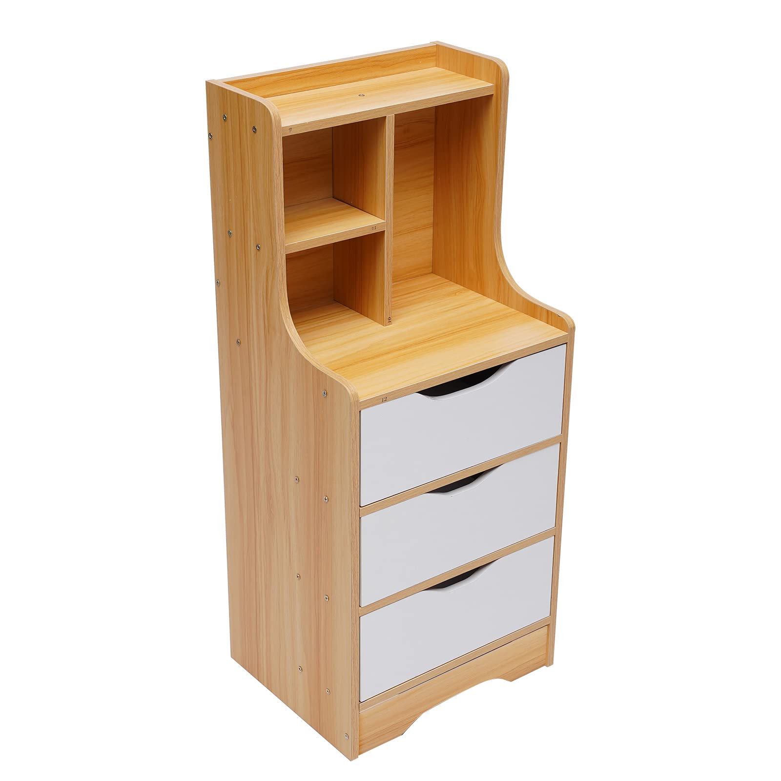 Modern Nightstand with 3 Drawers & Open Shelf Storage - Bedside Table for Bedroom, Dorm, Apartment - Easy Assembly Wooden Side Cabinet (Perfect for Storing Books, Lamps & Bedroom Essentials)