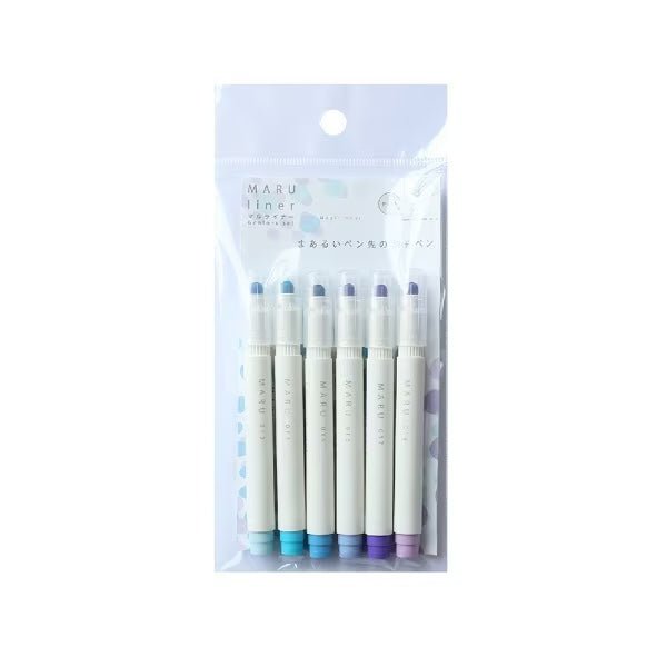 MARU Liner Highlighter Set - 6 Vibrant Colors for Study & Note-Taking | Premium Quality by Epoch Chemical | Perfect for Students, Office & Art Projects