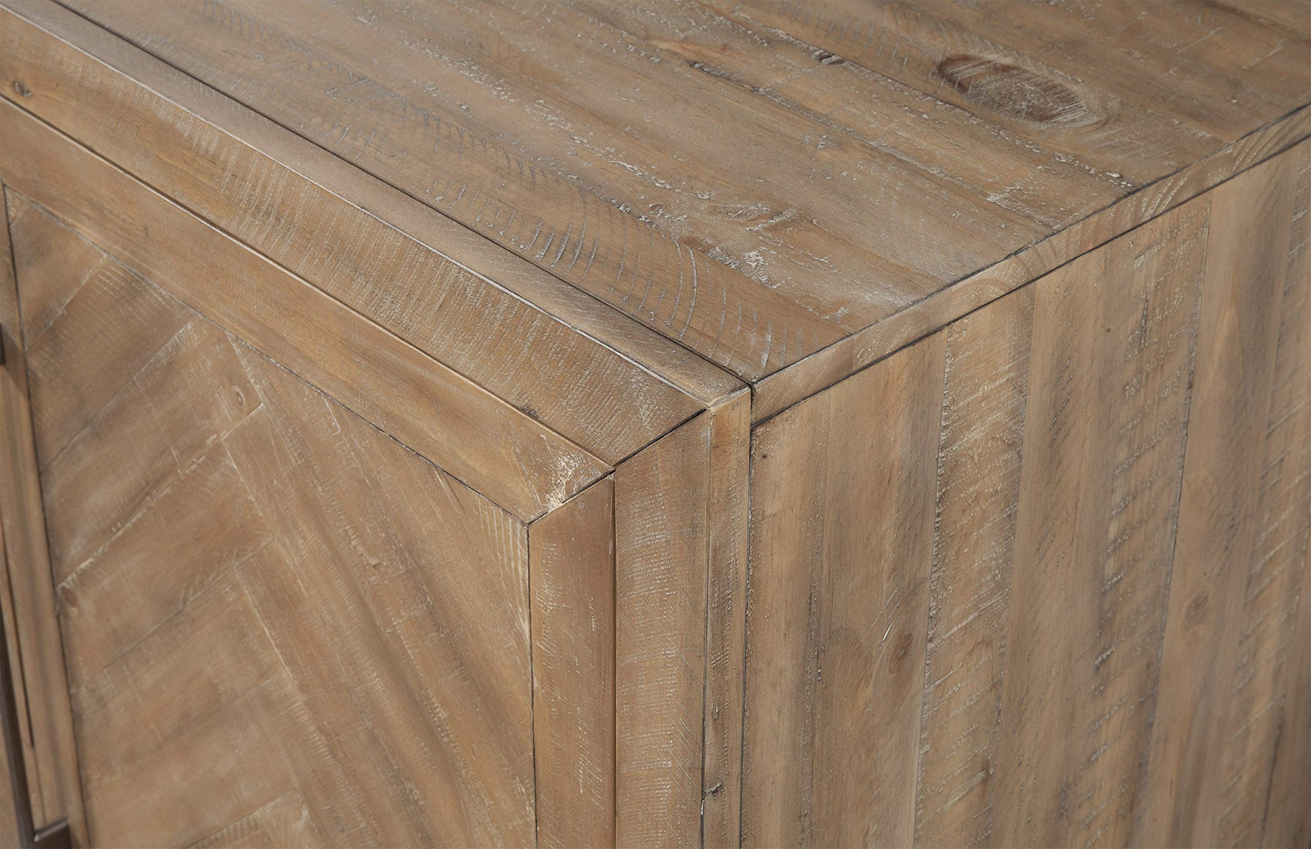 Alpine Furniture Aiden Sideboard - Natural Wood Buffet Cabinet for Dining Room, Living Room & Entryway Storage | Modern Farmhouse Style Sideboard with Adjustable Shelves