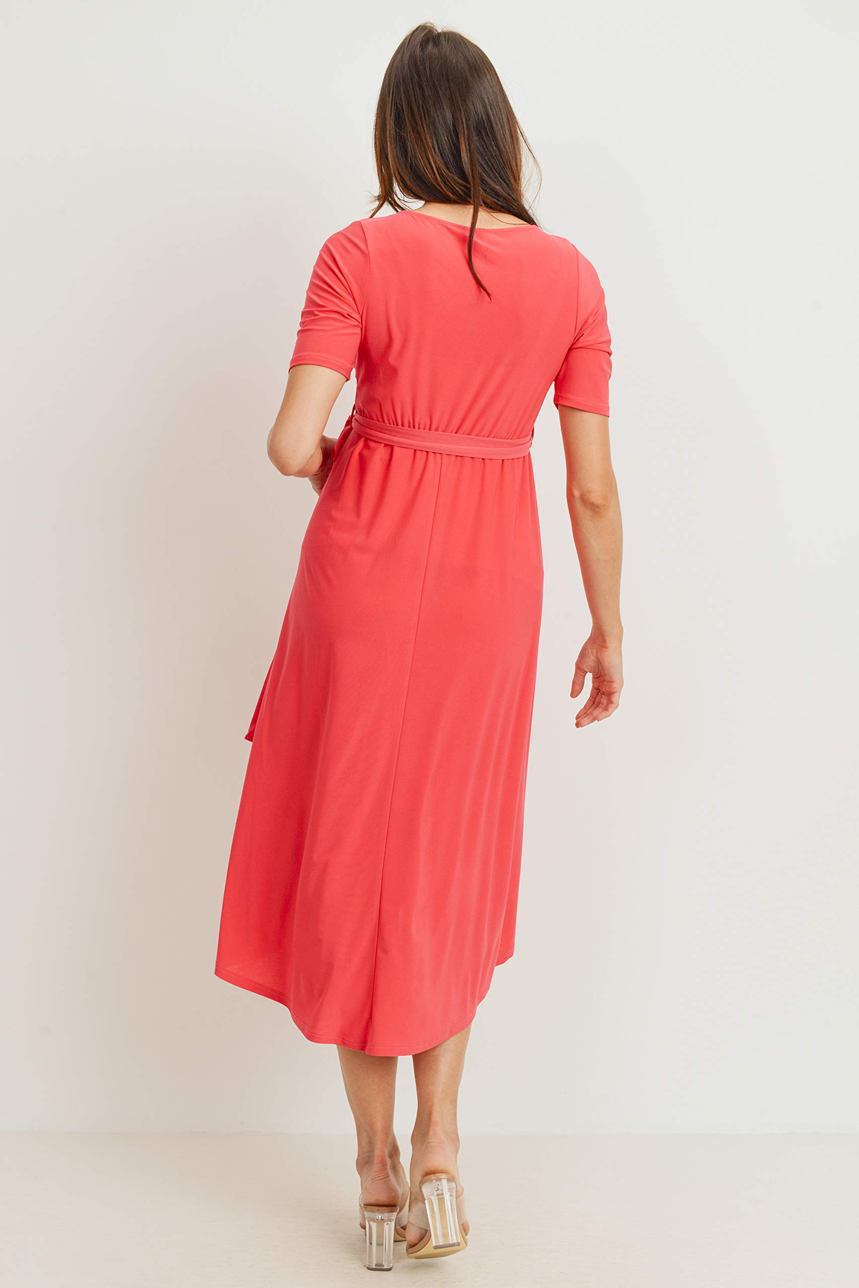Stylish Women's Maternity Wrap Dress - Mid-Length with Adjustable Waist Belt | Perfect for Pregnancy, Nursing & Special Occasions