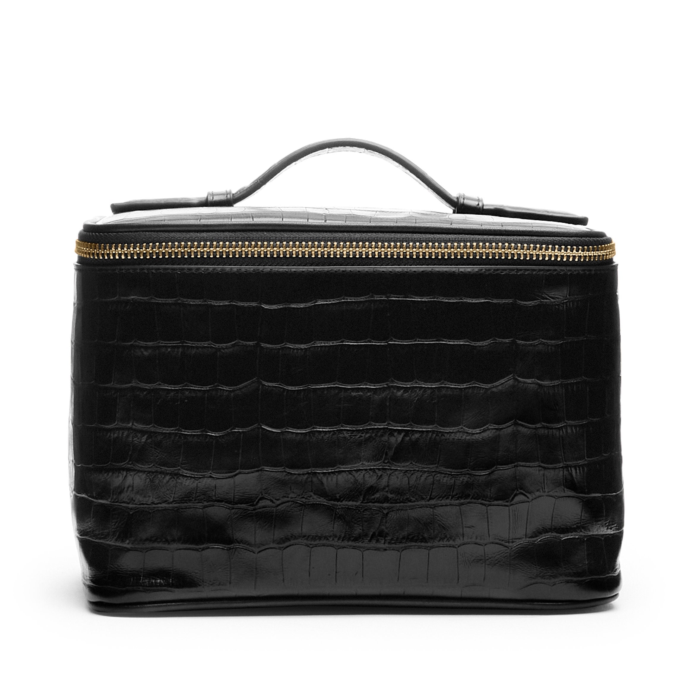 Professional Black Crocodile Pattern Makeup Train Case - Medium Size for Travel, Salon & On-the-Go Beauty Organization