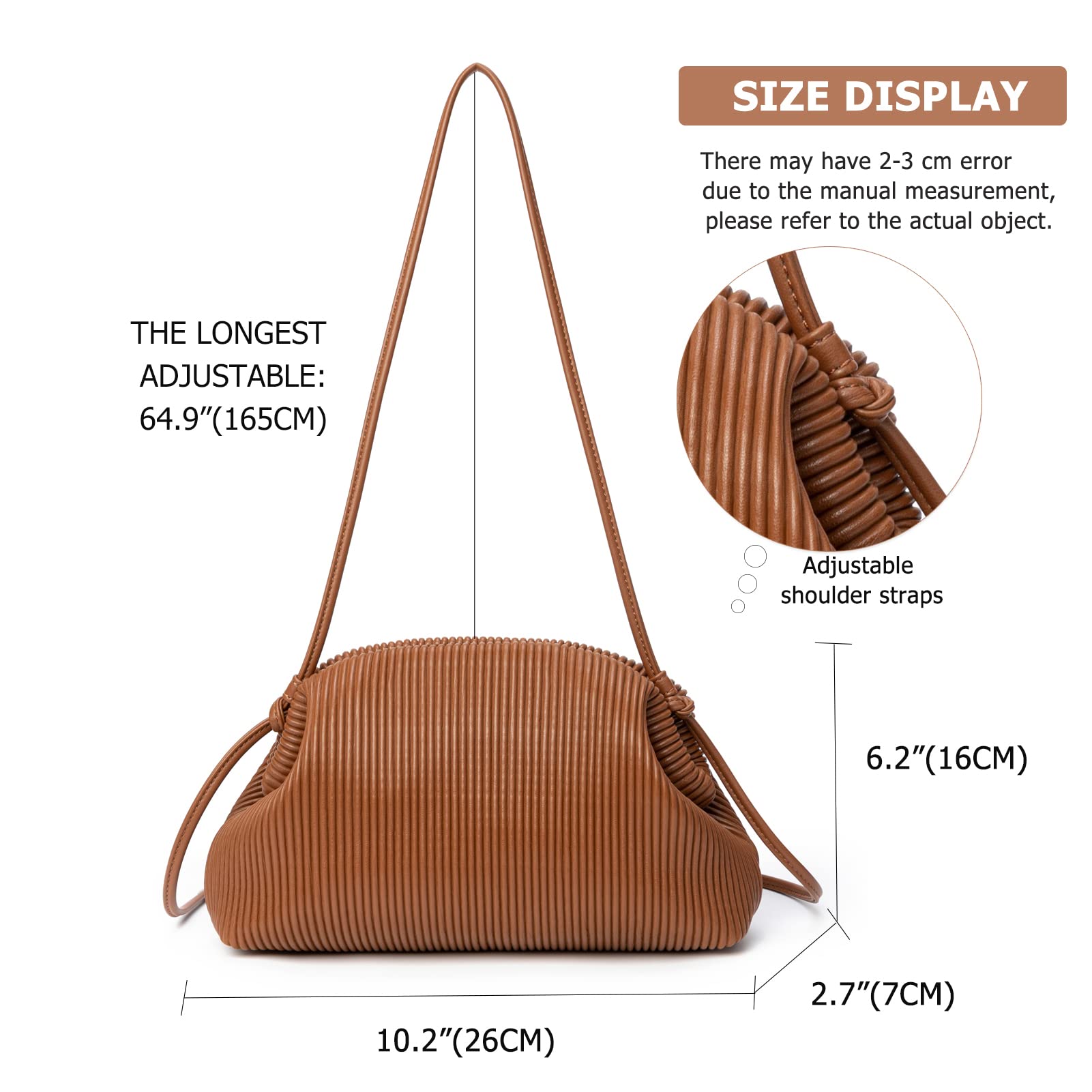 KingTo Women's Clutch Purse - Soft Cloud Bag Fashion Dumpling Crossbody Shoulder Bag with Ruched Pouch | Perfect for Evening Parties, Weddings & Date Nights