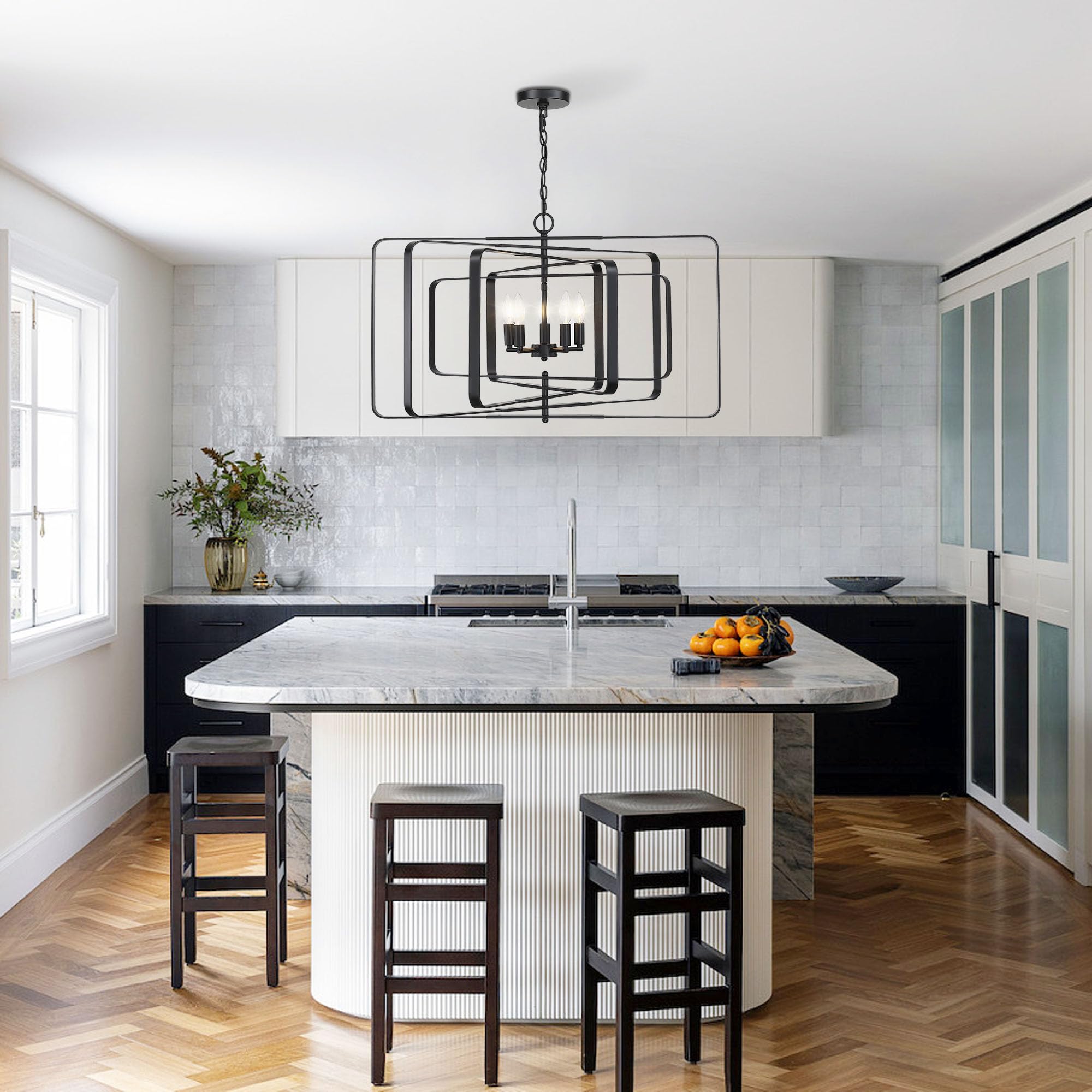 Modern 5-Light Black Chandelier - 32