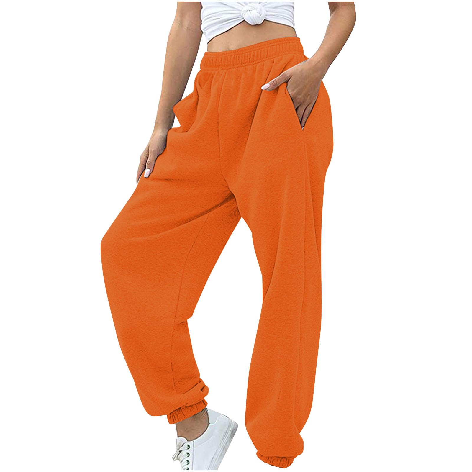 Women's High Waisted Sweatpants - Soft Fleece Joggers with Pockets, Comfortable Lounge & Workout Pants for Yoga, Running, Gym, and Casual Wear