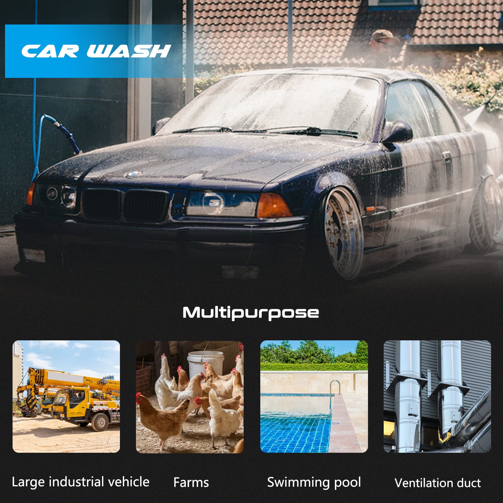 2800W High Power Electric Pressure Washer - 2600 PSI Max, 1.7 GPM with Detachable Spray Gun & Soap Tank - IPX5 Waterproof - 10m Hose - Perfect for Car Washing, Garden Cleaning, Home Maintenance and Driveway Cleaning