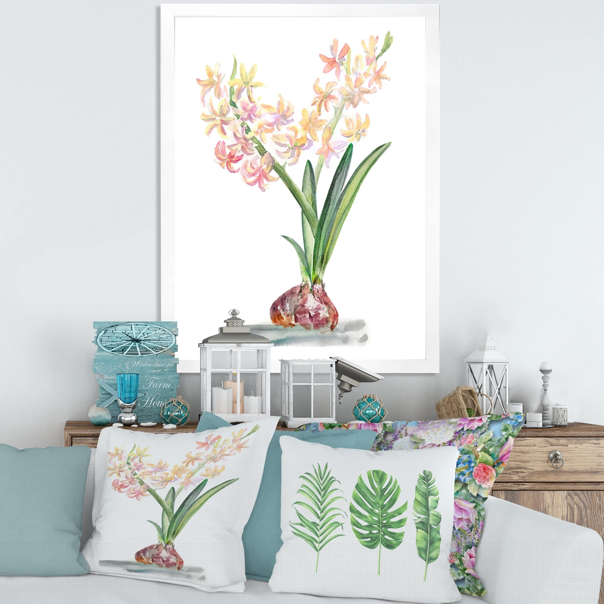 DesignQ Blossoming Hyacinth in Spring Traditional Framed Wall Art - Floral Home Decor for Living Room, Bedroom & Office - Perfect Gift for Housewarming & Spring Decor