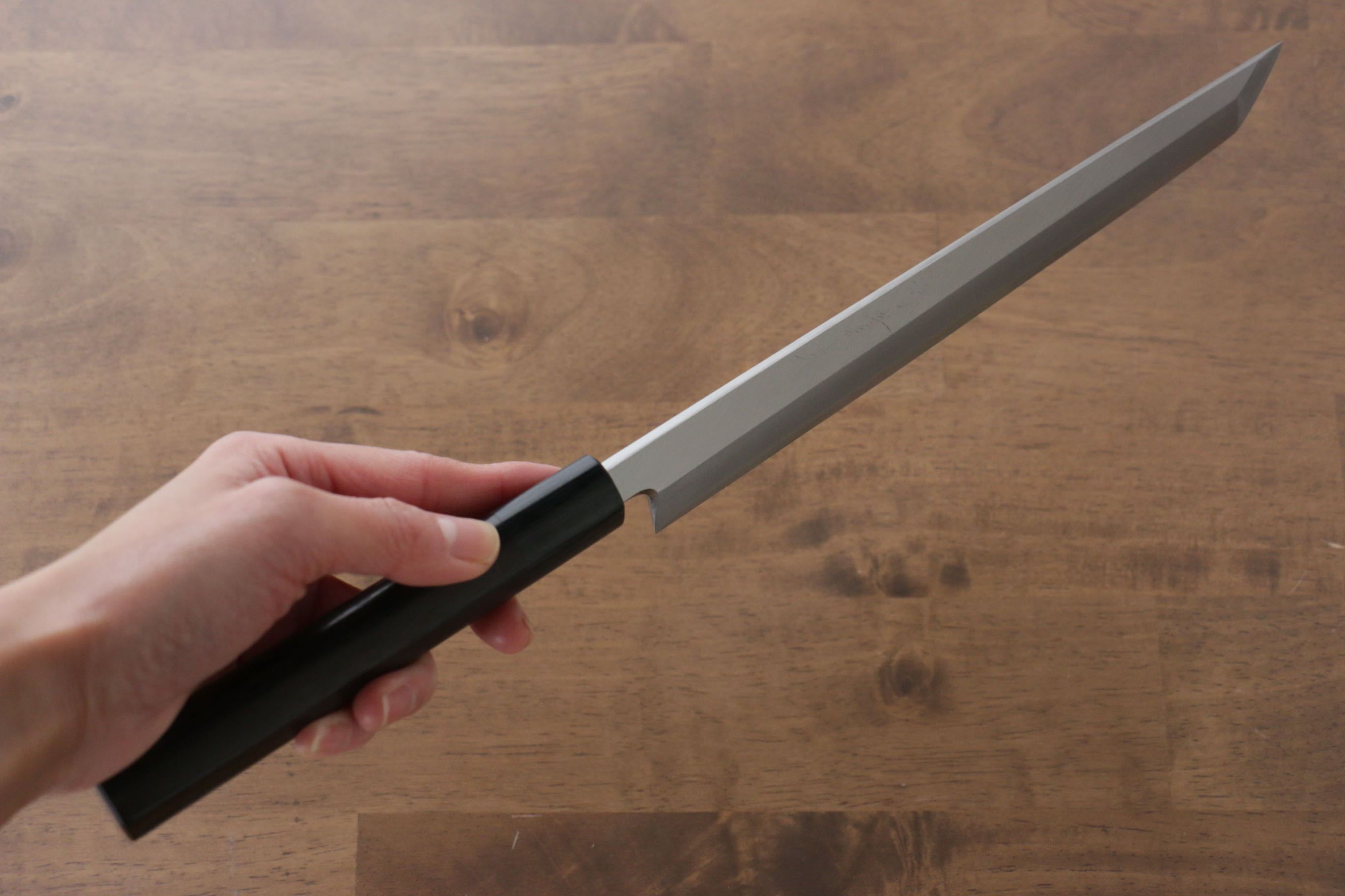Premium Jikko Silver Steel No.3 Sakimaru Yanagiba 240mm - Japanese Sushi Knife with Exquisite Shitan Handle - Perfect for Sushi Chefs & Home Cooking Enthusiasts