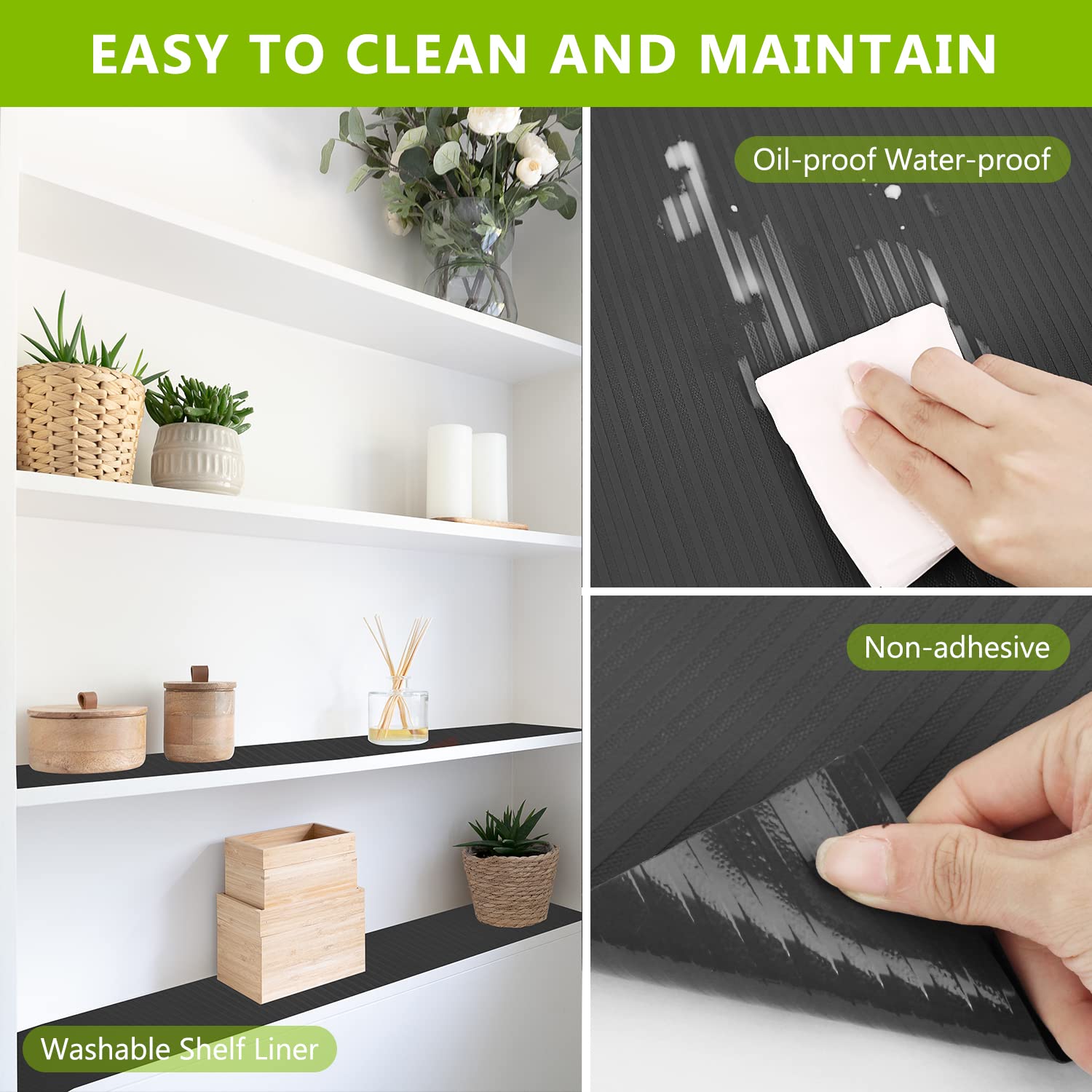 Non-Slip Waterproof Shelf Liner for Kitchen Cabinets, Pantry, Refrigerator & Toolbox - Durable Plastic Drawer Liners 17.5