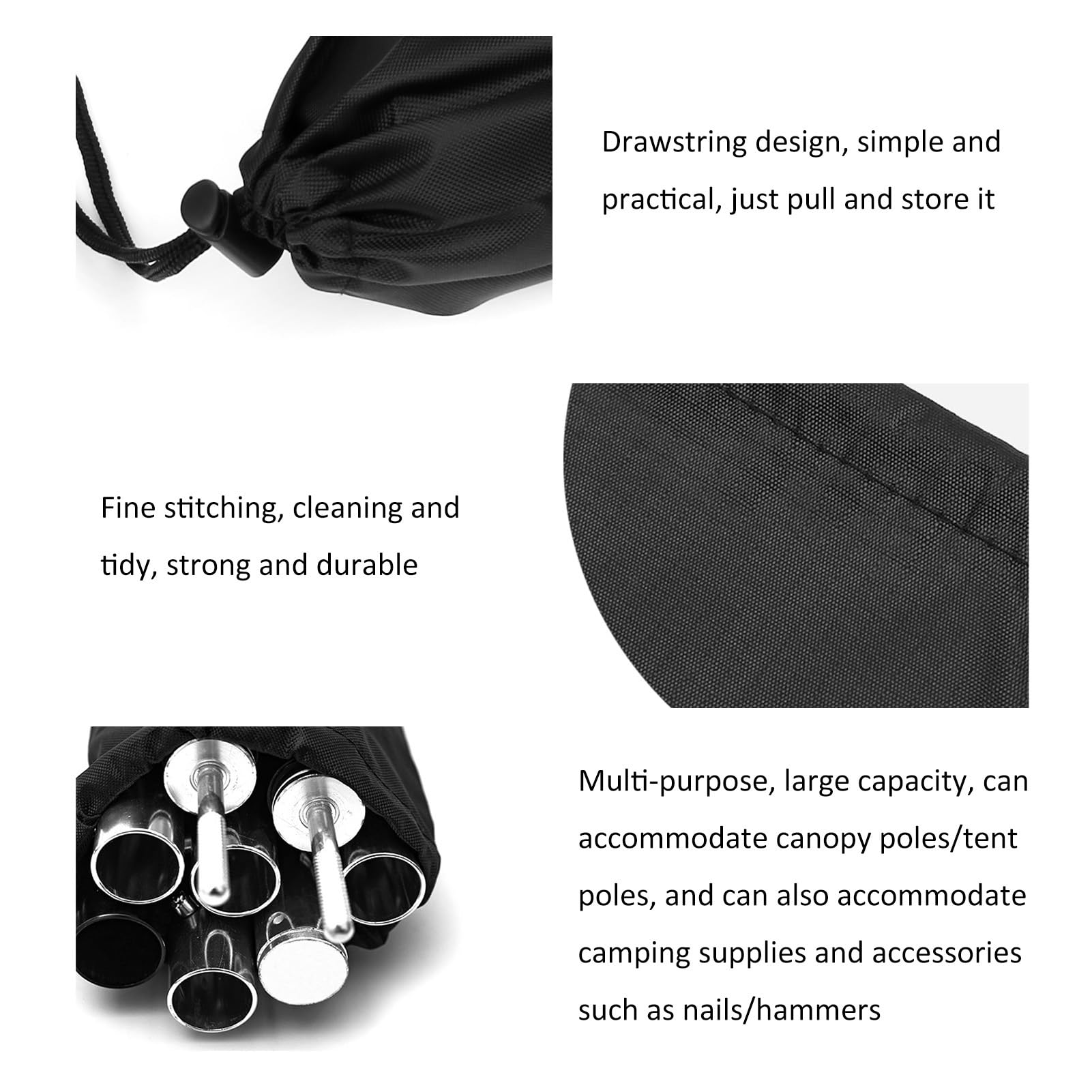 2Pcs Tent Pole & Trekking Pole Carrying Bag - Portable Storage for Hiking Poles, Camp Chairs & Canopy Poles | Durable Replacement Bag for Outdoor Camping, Hiking & Backpacking Gear Organization