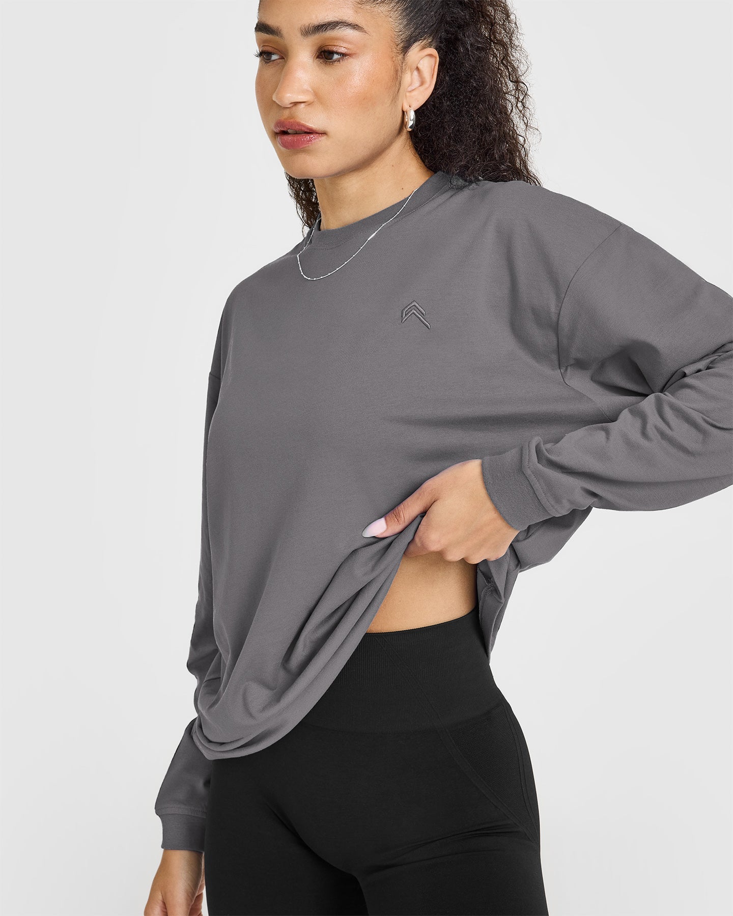 Classic Oversized Lightweight Long Sleeve T-Shirt for Women - Soft Comfortable Ash Grey Casual Top | Perfect for Layering, Everyday Wear & Fall Outfits