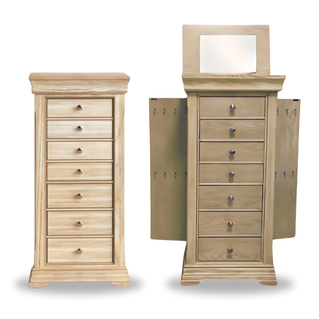 Malory Jewelry Storage Armoire Organizer - Hives and Honey Collection in Taupe Mist | Perfect for Bedroom, Closet & Vanity Organization