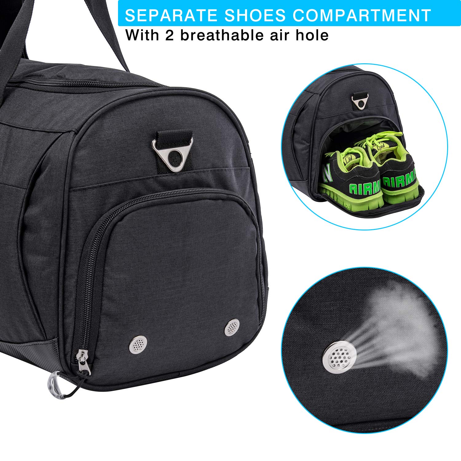 Kuston Sports Gym Bag with Shoes Compartment & Wet Pocket - Durable Gym Duffel Bag for Men & Women - Perfect for Workout, Travel & Overnight Trips