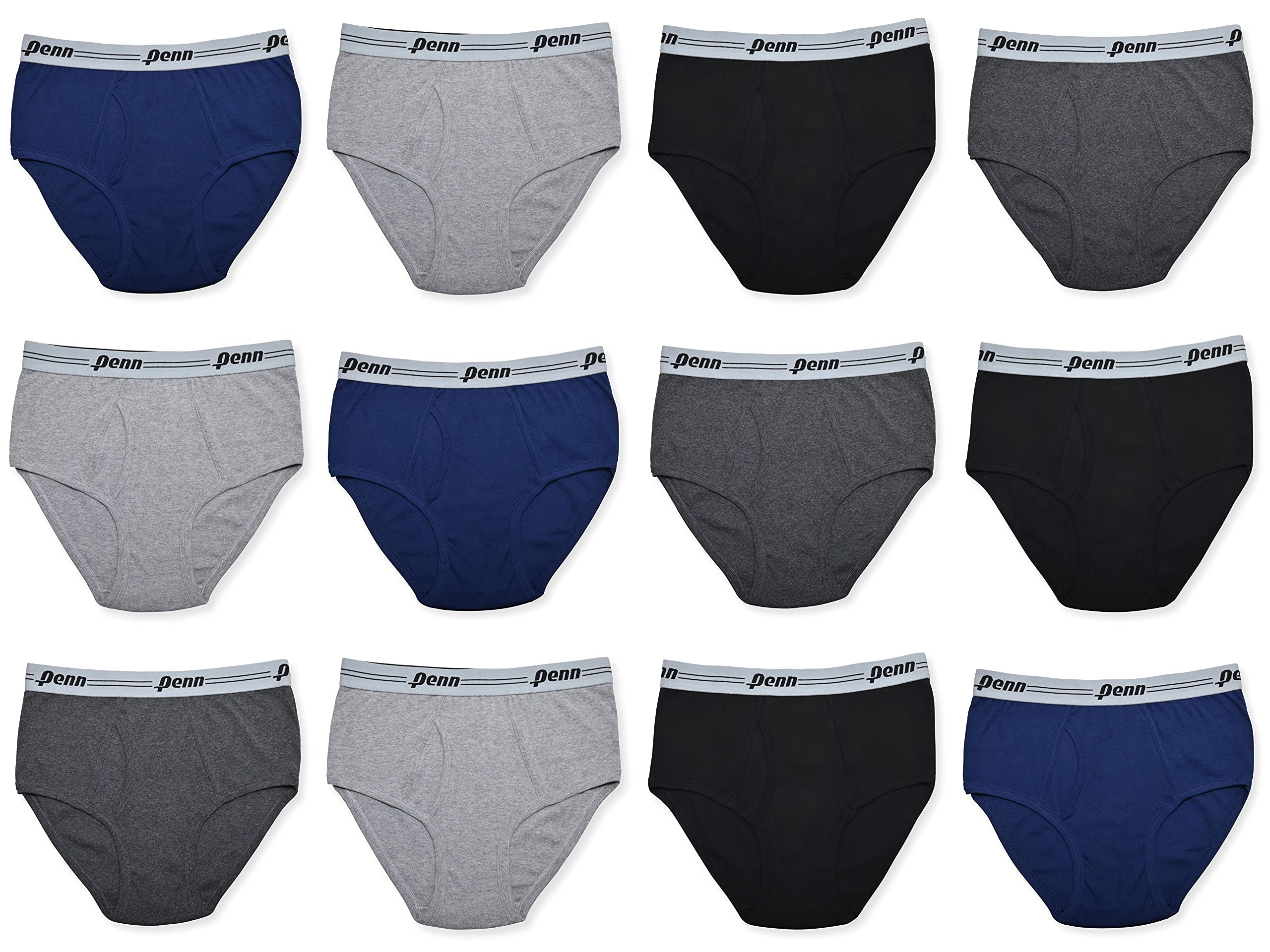 PENN Men's Performance Underwear 12-Pack - Breathable Athletic Boxer Briefs & Woven Boxers for Workout, Sports & Daily Comfort | Tagless Design for All-Day Wear
