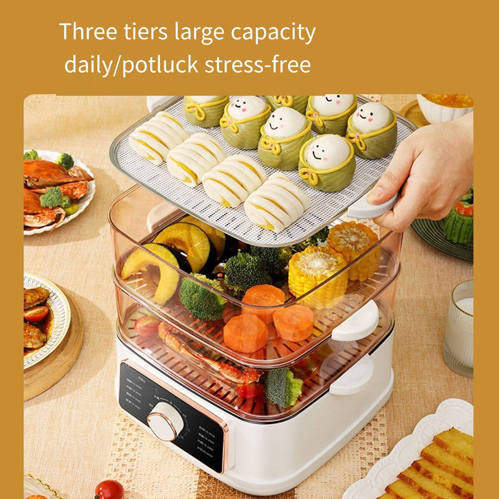 Electric Steamer for Home - Multi-Functional Stainless Steel Steam Pot with Multi-Layer Design for Cooking, Hot Pot & Healthy Meals | Perfect for Family Dinners & Meal Prep