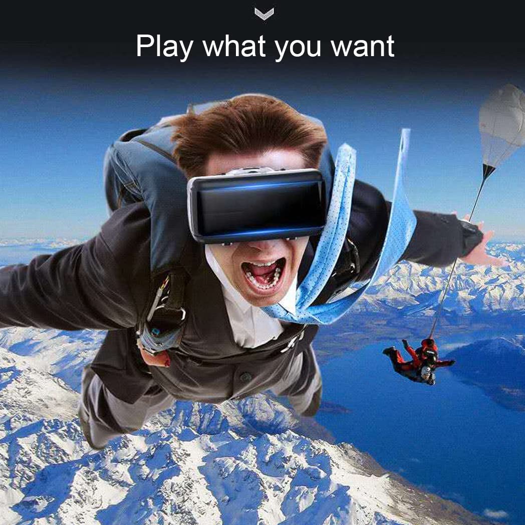 3D VR Headset with Bluetooth Controller - Compatible with iPhone 13 Pro Max/13 Pro/13/12/11, Samsung Galaxy S21, Huawei & Xiaomi Series - Immersive Virtual Reality Gaming & Movie Experience (Color: Black, Size: iOS)