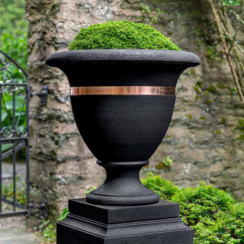 Campania International Classic Copper Banded Large Urn - Elegant Garden Planter & Outdoor Decor for Patio, Porch, and Landscaping