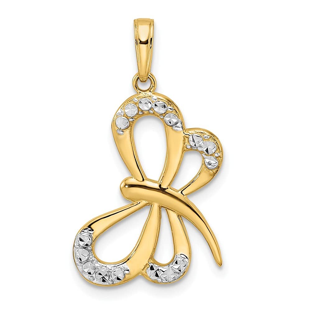 14K White Rhodium Sparkle Cut Dragonfly Pendant Necklace for Women - Elegant Jewelry Gift for Birthday, Anniversary & Special Occasions